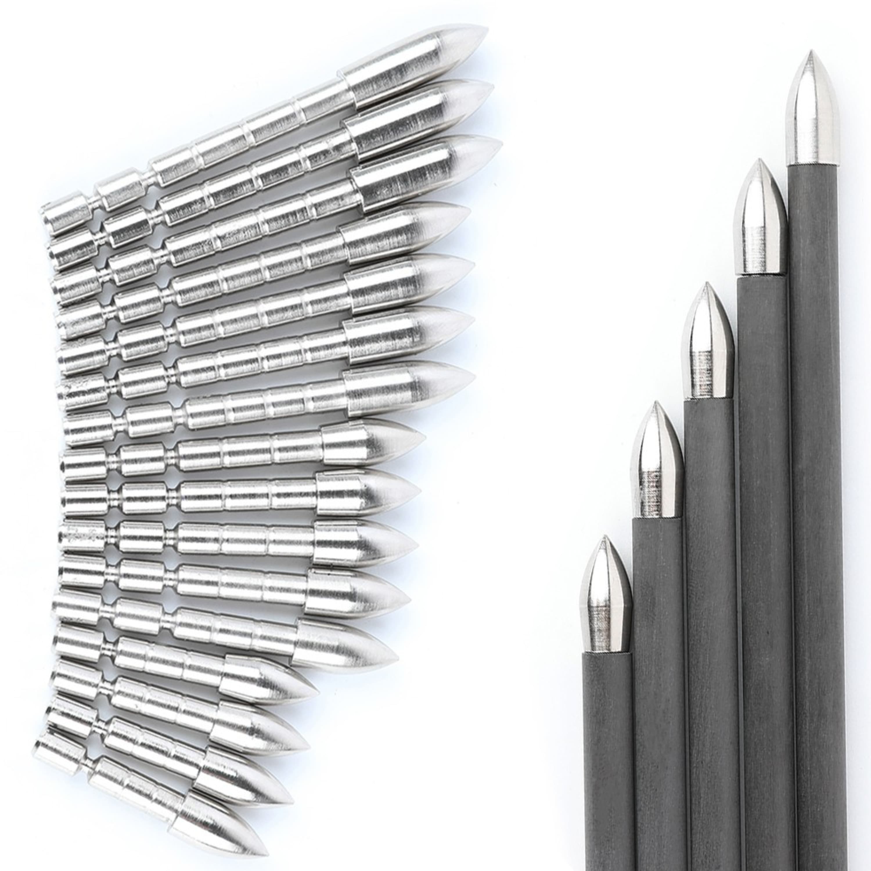 Archery Arrowheads Stainless Steel Practice Tips 60/80/100/120 Grain (12 Pack)