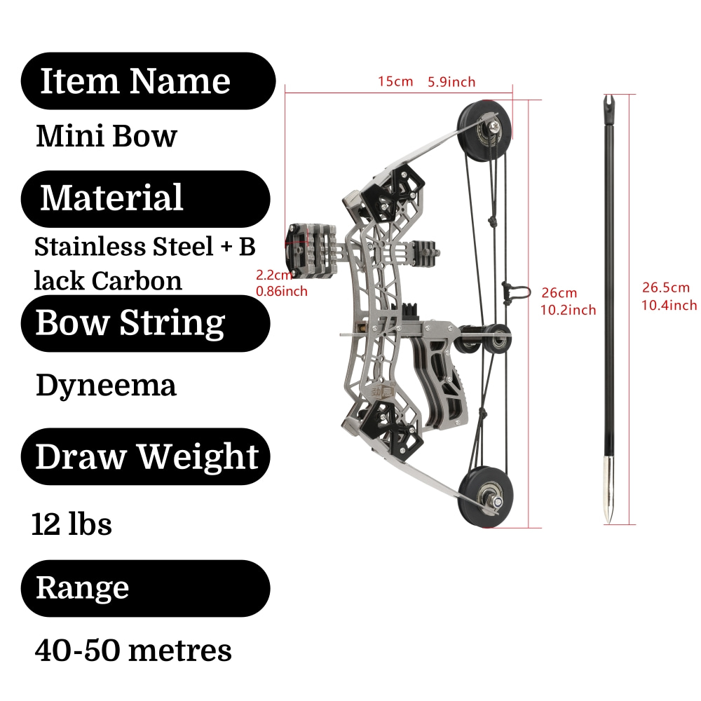 Compact Compound Bow 12lbs for Beginners, 40-50m Range