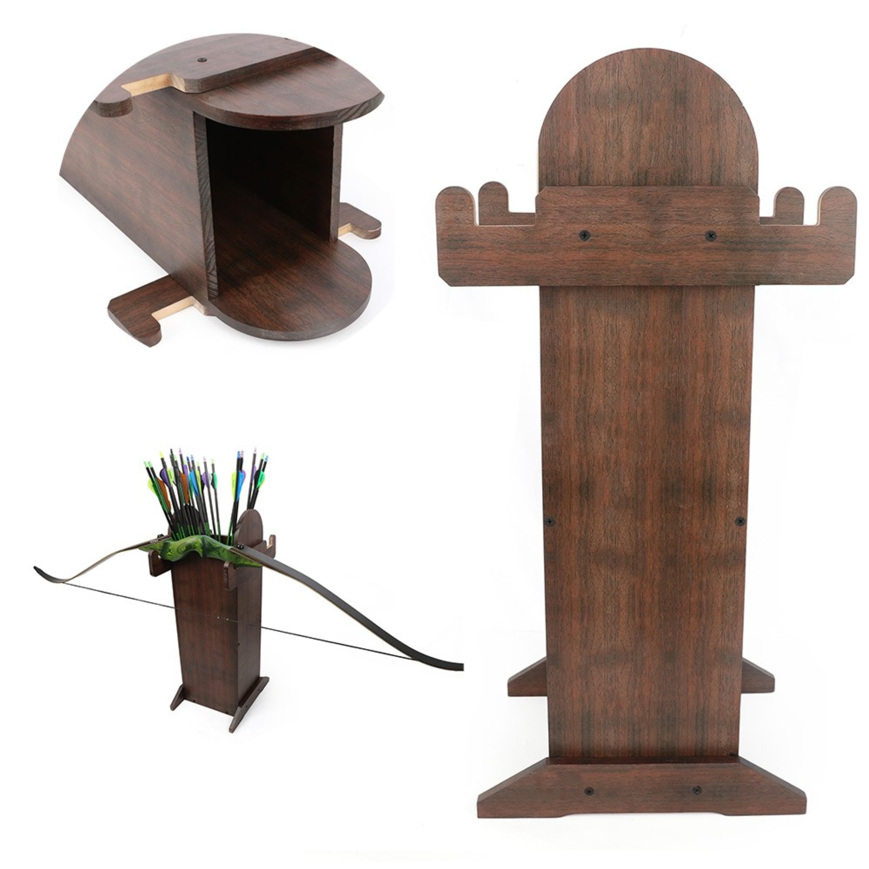 Solid Wooden Archery Quiver Bow Stand for Target Practice