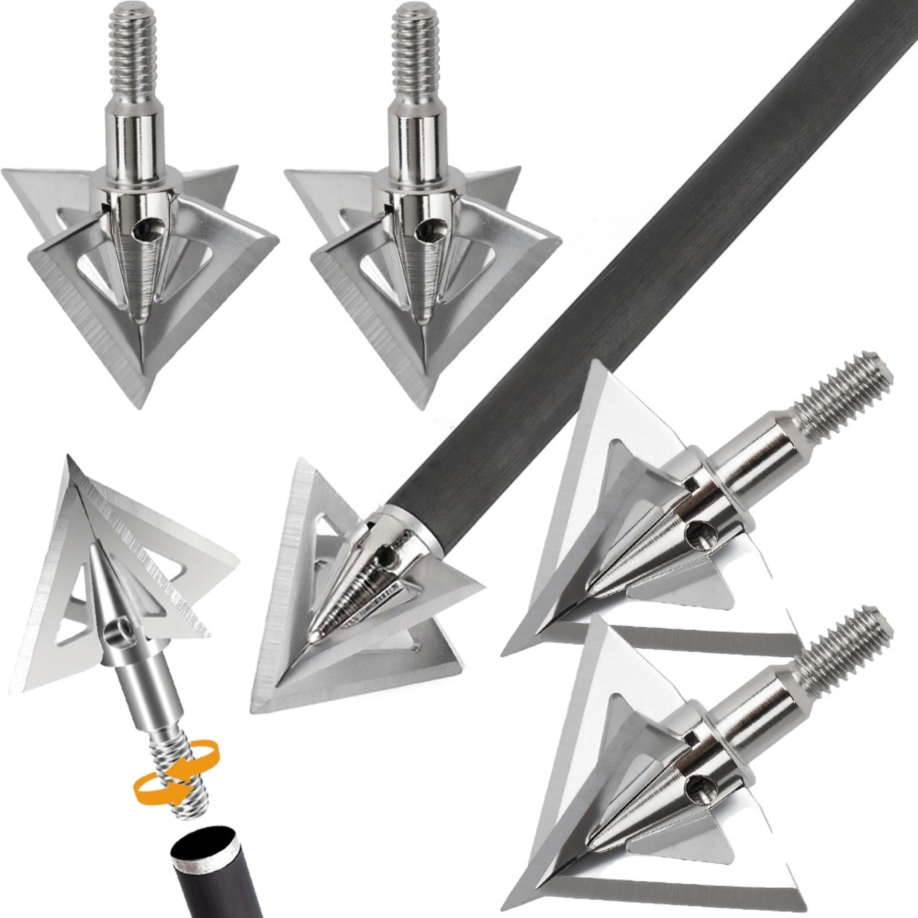 Heavy-Duty Hunting Arrowheads Cross Star Broadheads 12 Pack
