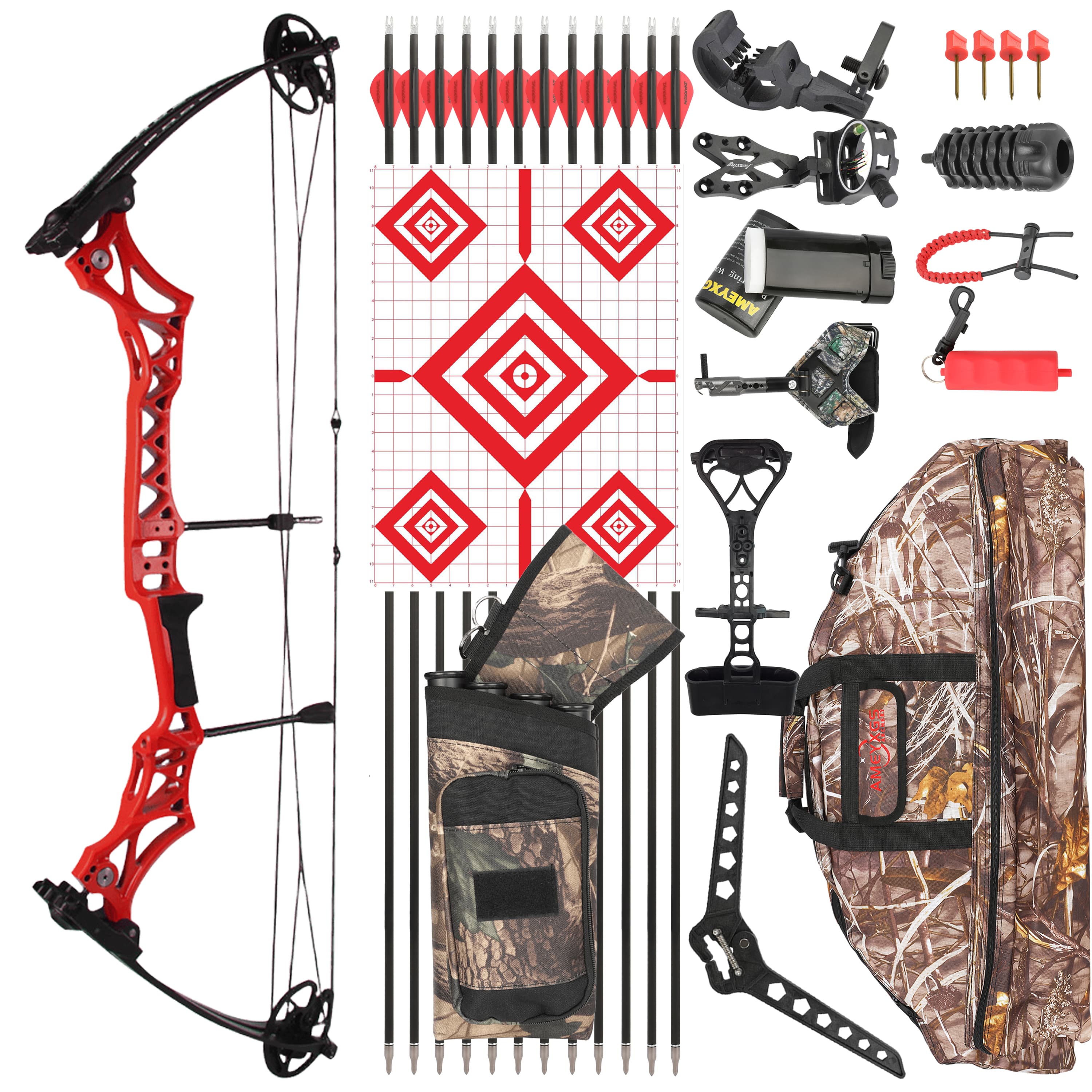 40" Compound Bow Set 30-55lbs Adjustable Pro Training Setup
