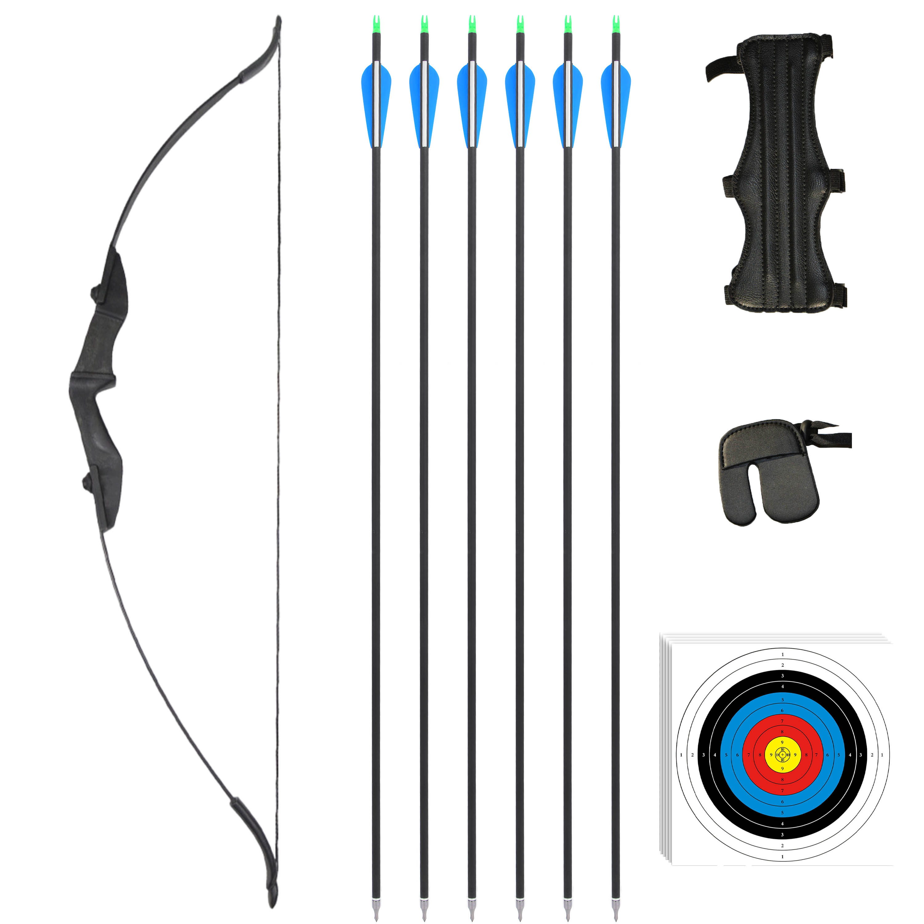 57" Ambidextrous Recurve Bow, 30/40lbs Nylon Fiber Hunting Bow Set