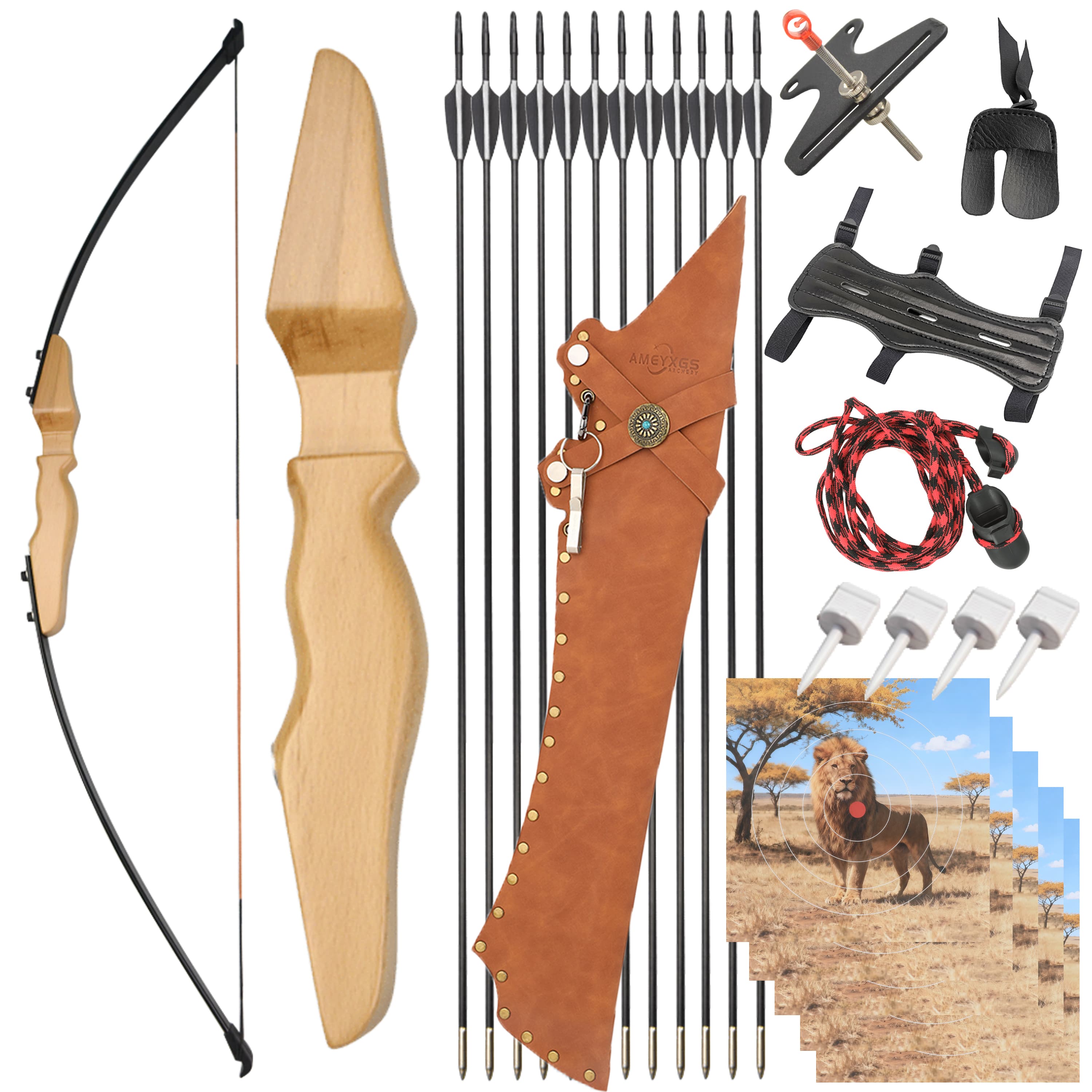 Straight Bow Takedown Recurve Bow Target Hunting 30 40lbs