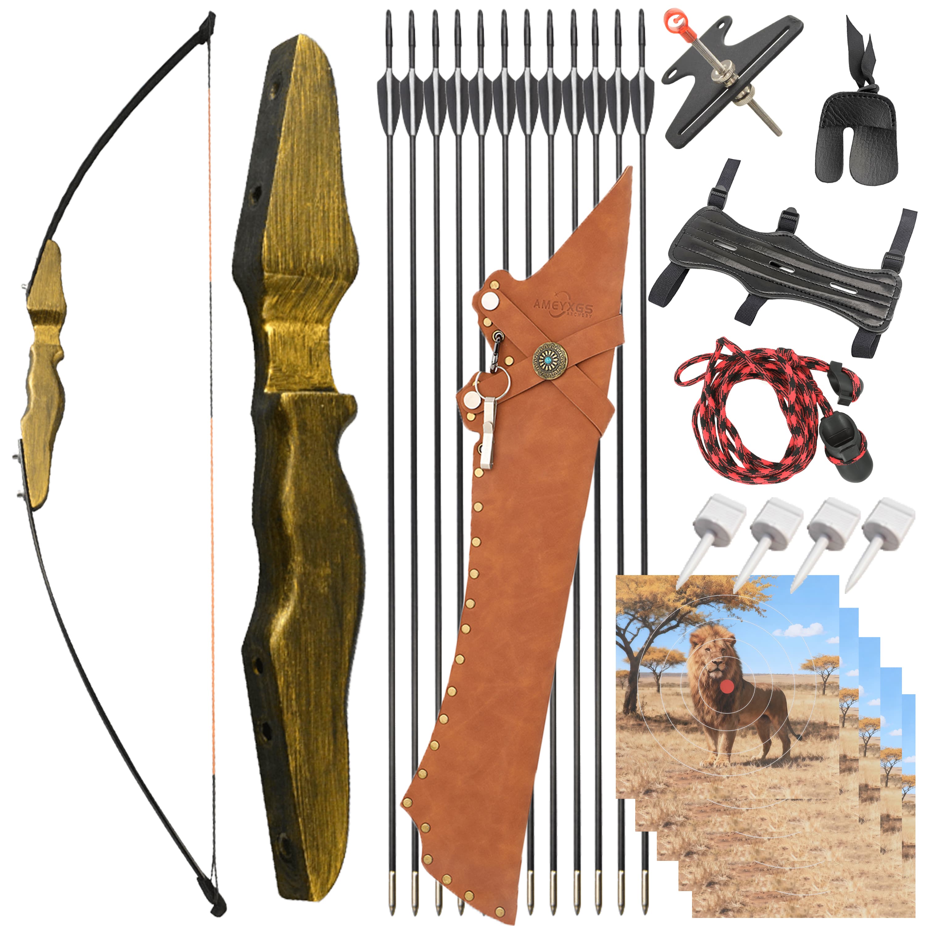 Straight Bow Takedown Recurve Bow Target Hunting 30 40lbs