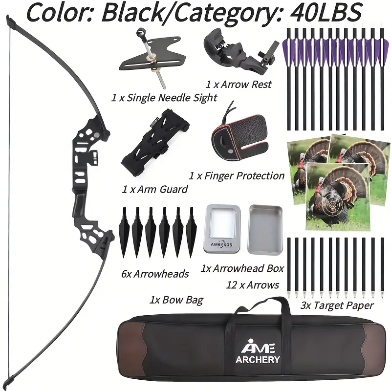 BLITZ WOLF Archery Straight Bow Takedown Recurve Bow Kit 30-40lbs 