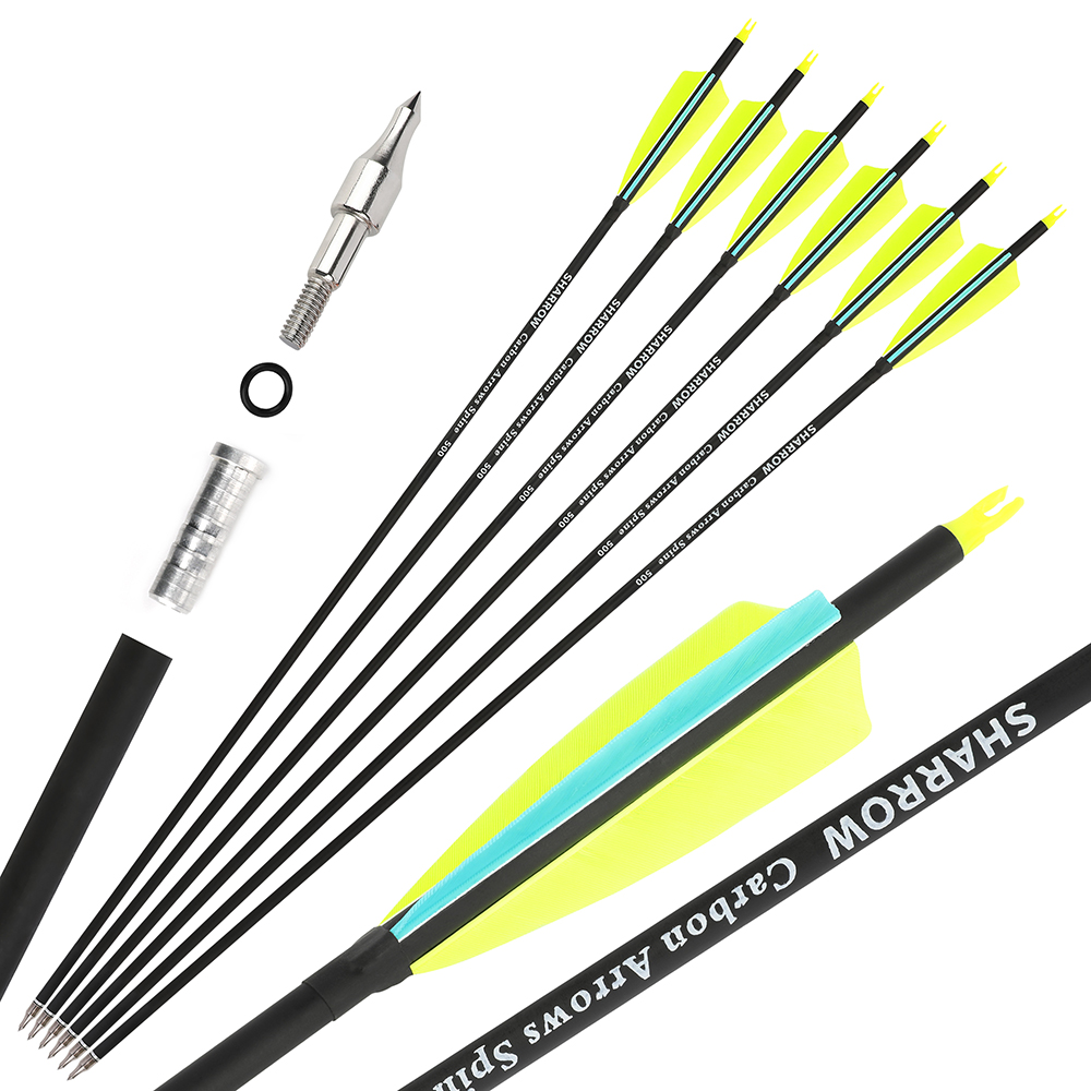 SHARROW 30" Carbon Arrows Takedown for Beginners Spine 500(12 Pack)