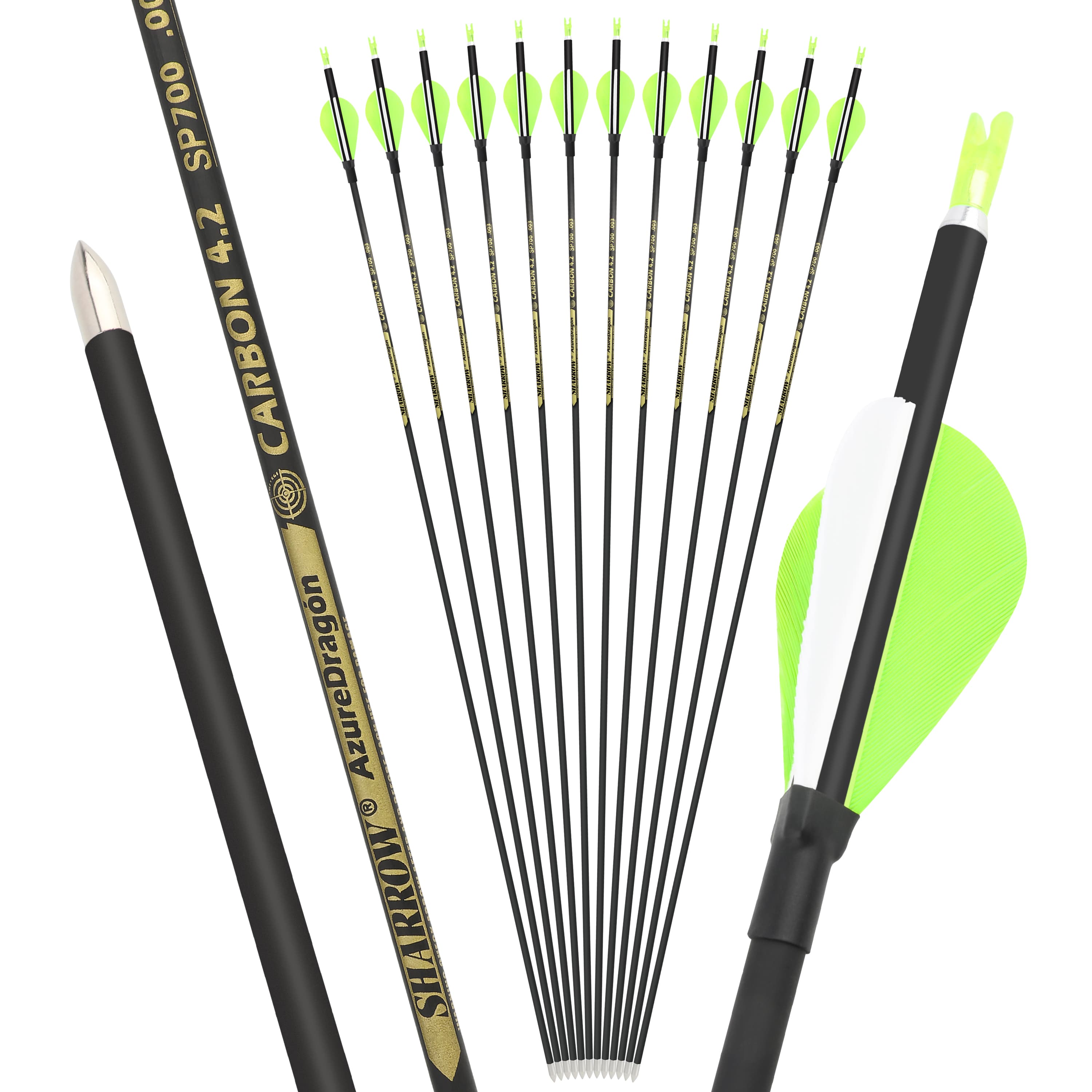 SHARROW .166" Recurve Bow Arrows Spine 700/800/900/1000 (12 Pack)