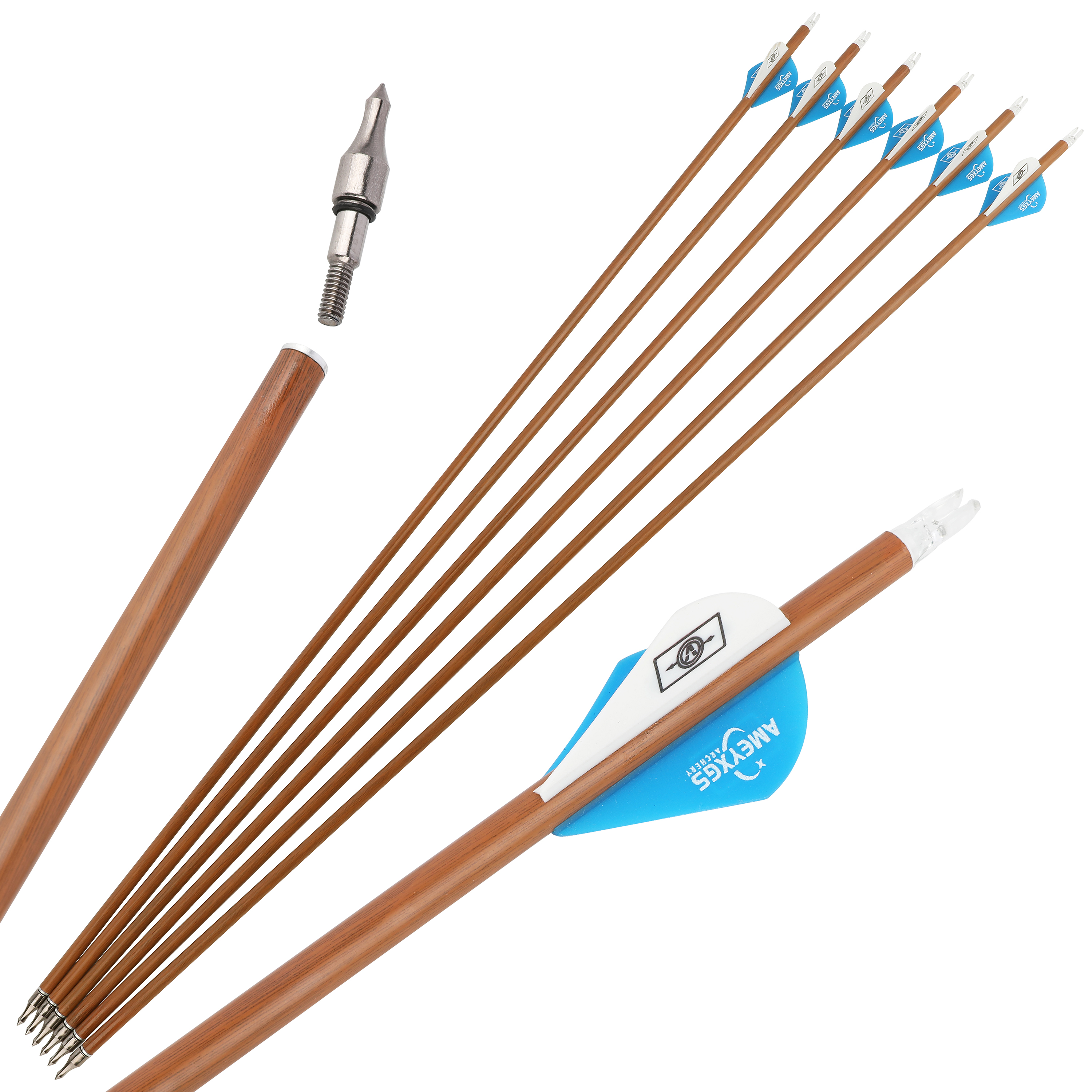 AMEYXGS 30" Archery Carbon Arrows for Compound Bow Spine 500 (12 Pack)