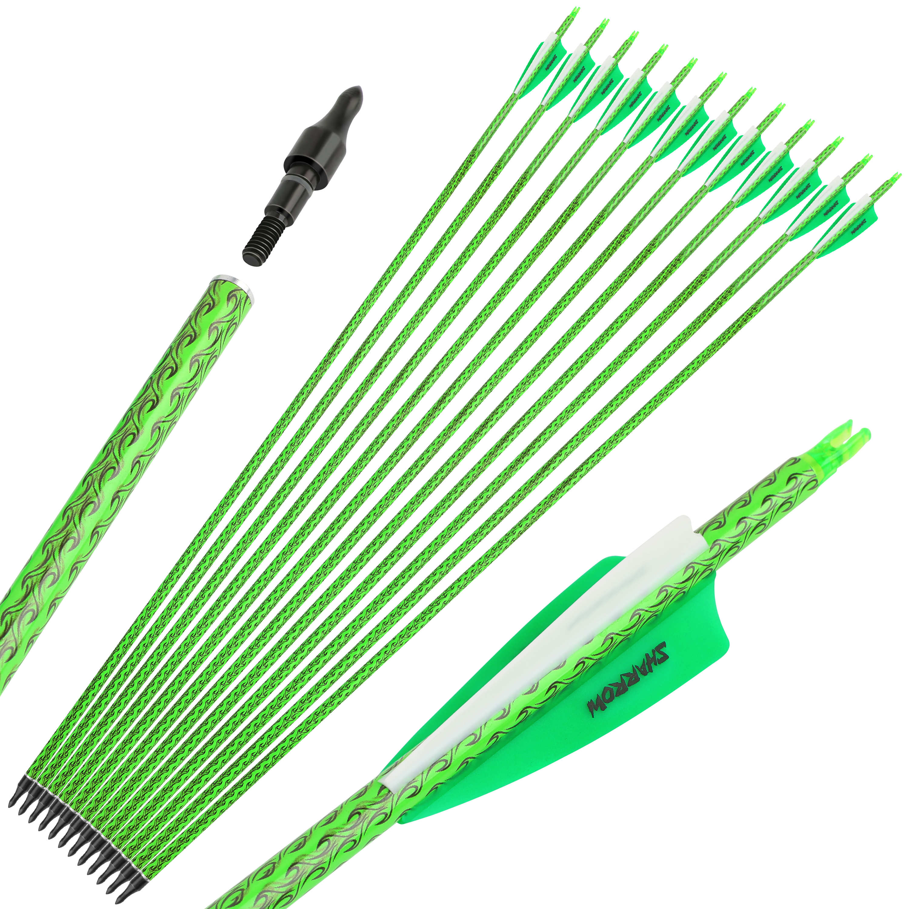 SHARROW 30" Hybrid Carbon Arrows Spine 500 for Recurve (12 Pack)