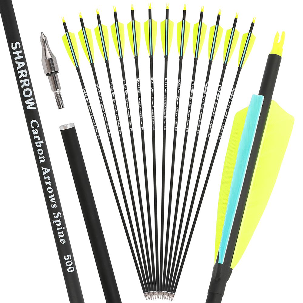 SHARROW 30" Carbon Arrows Takedown for Beginners Spine 500(12 Pack)
