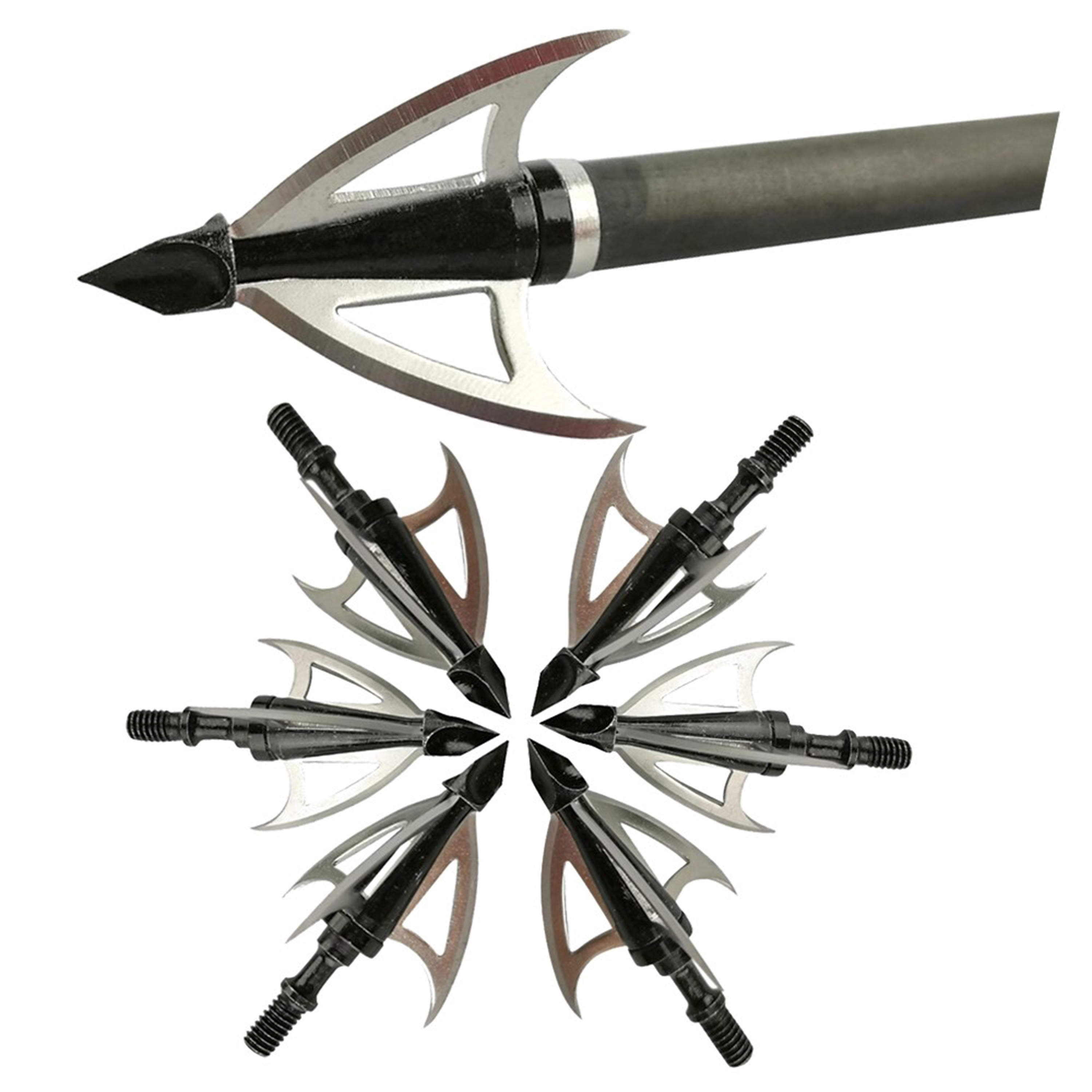 12 Archery Metal 3 Blade Hunting Broadheads 100gr Screw Tips