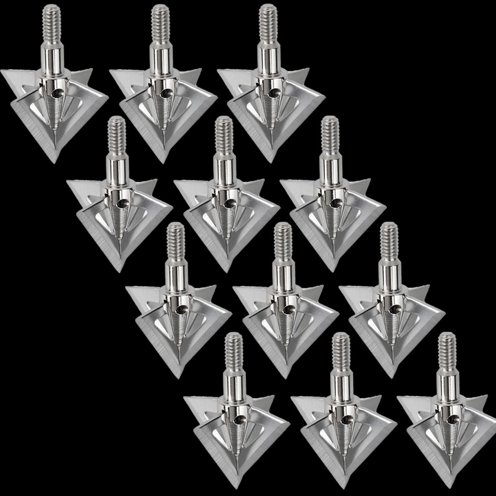Heavy-Duty Hunting Arrowheads Cross Star Broadheads 12 Pack
