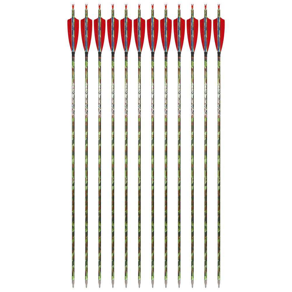 SHARROW 30" Feather Fletched Carbon Arrows Spine 340 (12 Pack)