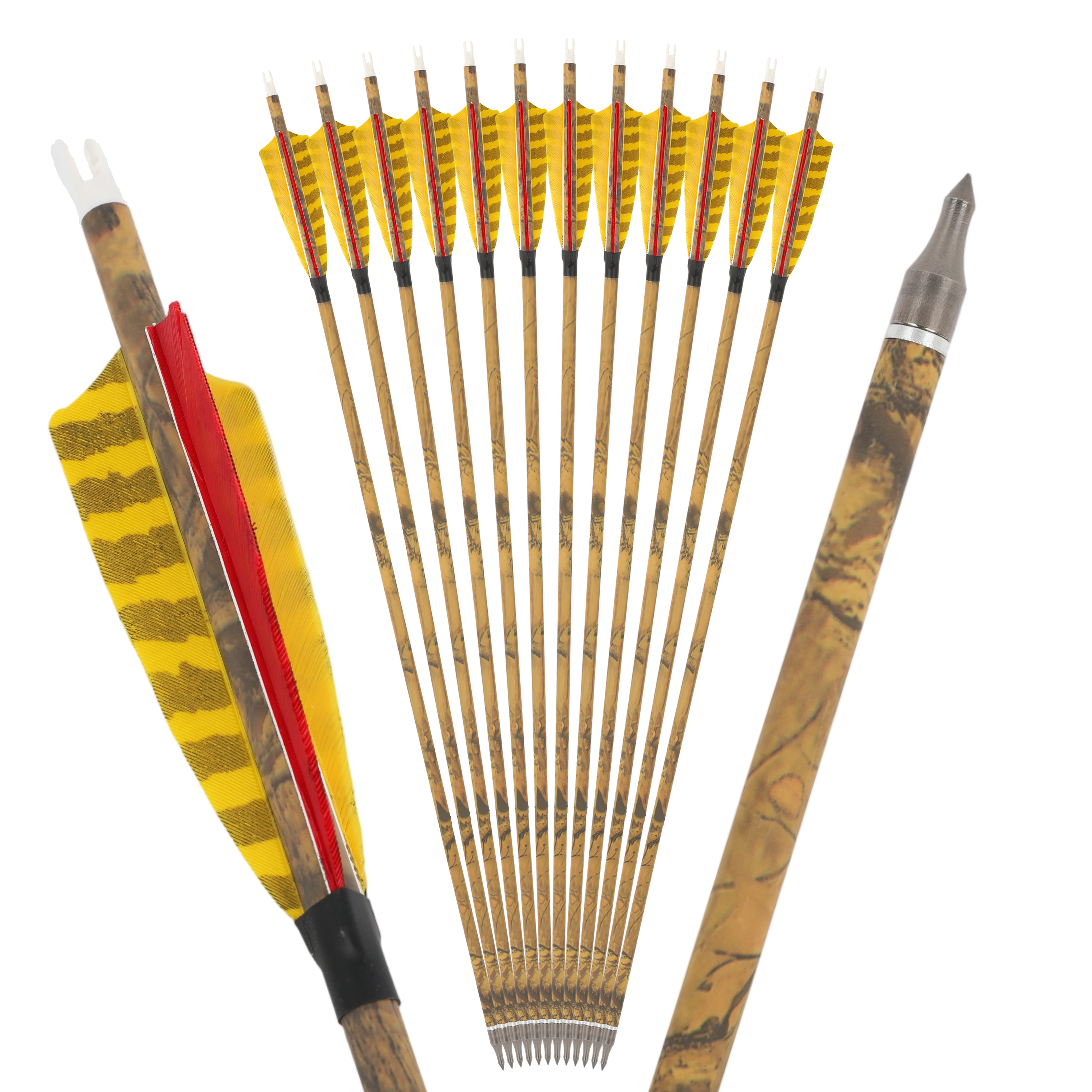 FQH 30 Inch Carbon Archery Arrows 6 12 Pack 4 Inch Feathers 500 Spine