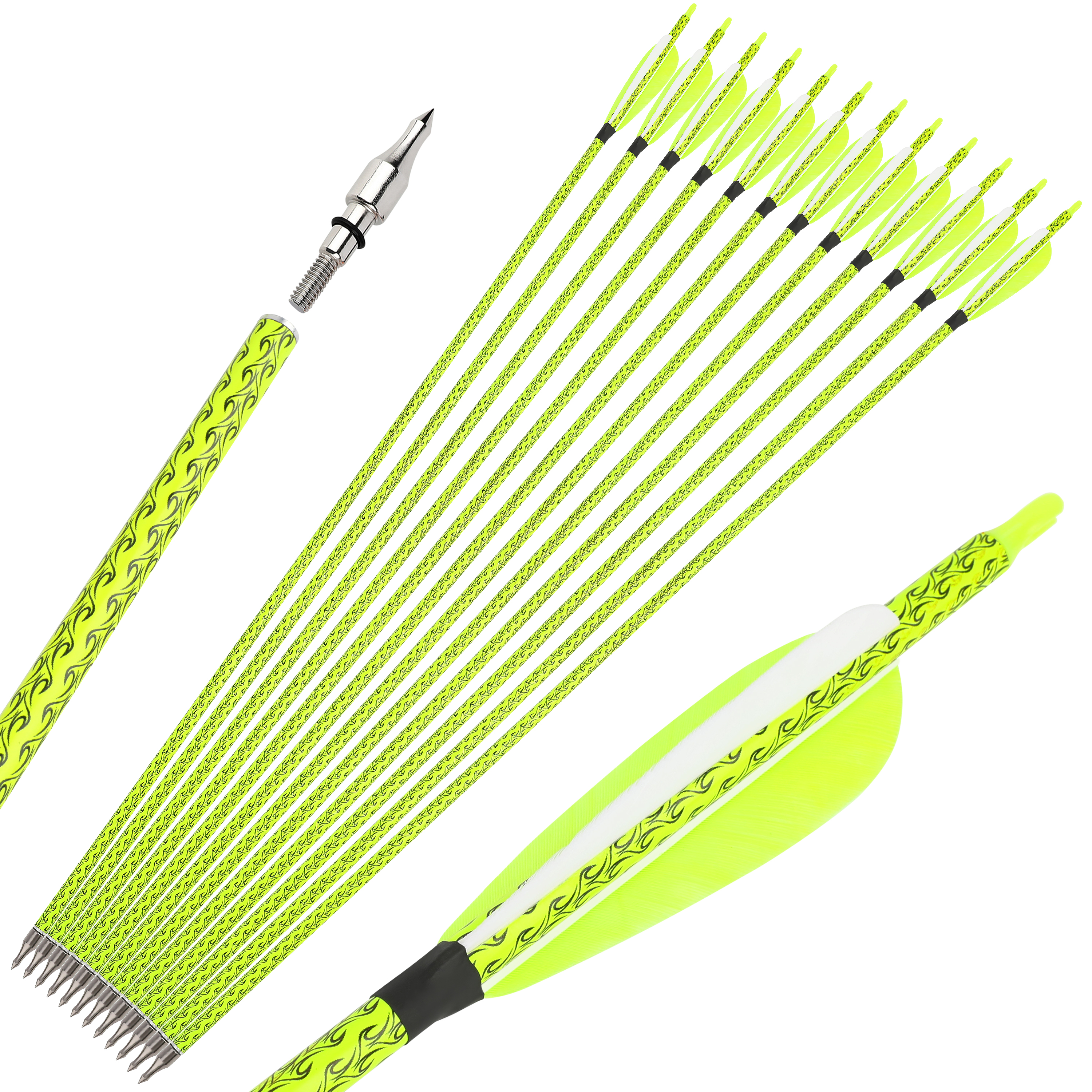 SHARROW 30" Hybrid Carbon Arrows Spine 500 for Recurve (12 Pack)