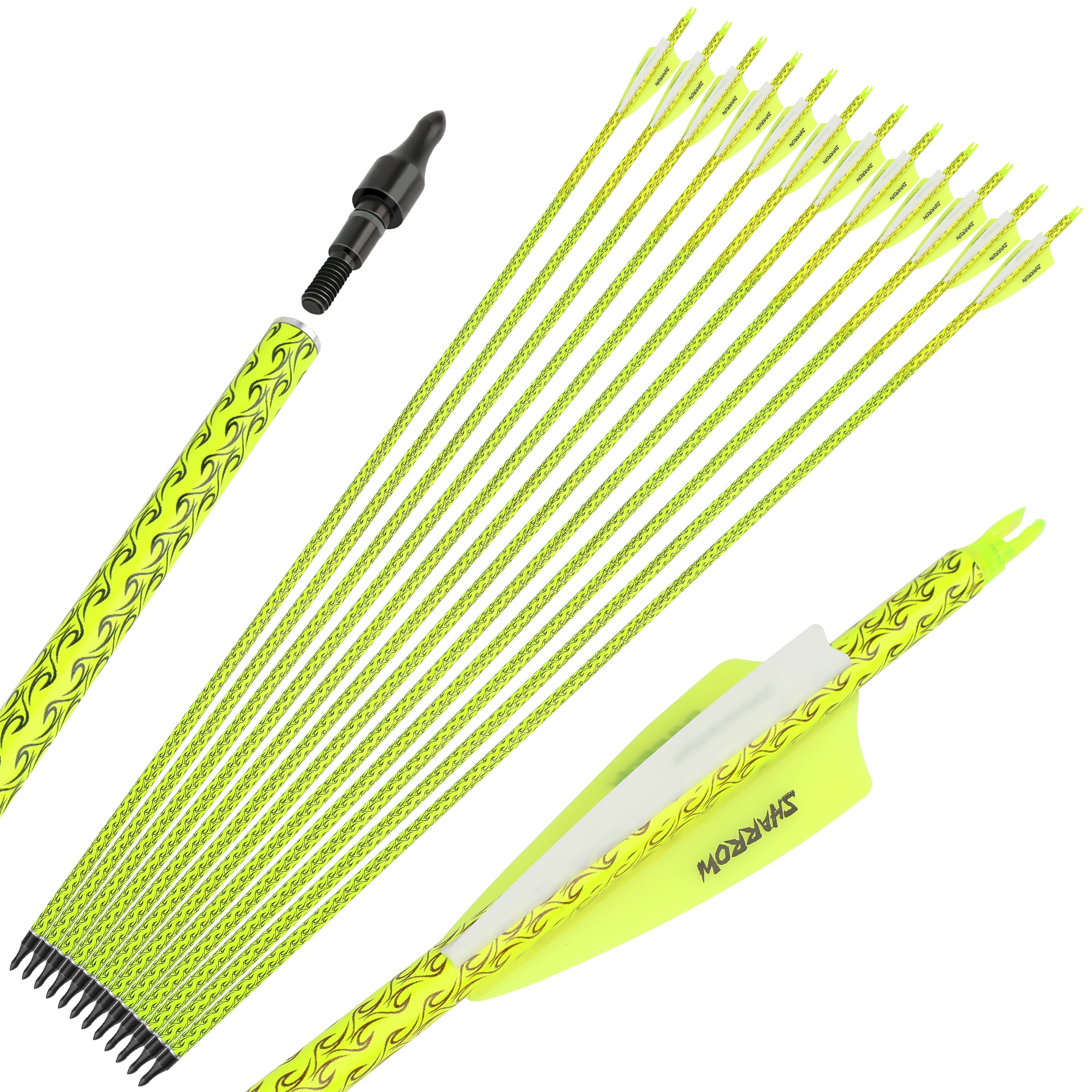 12X 30" Carbon Arrow Archery SP500 Screw Tips Hunting Shooting