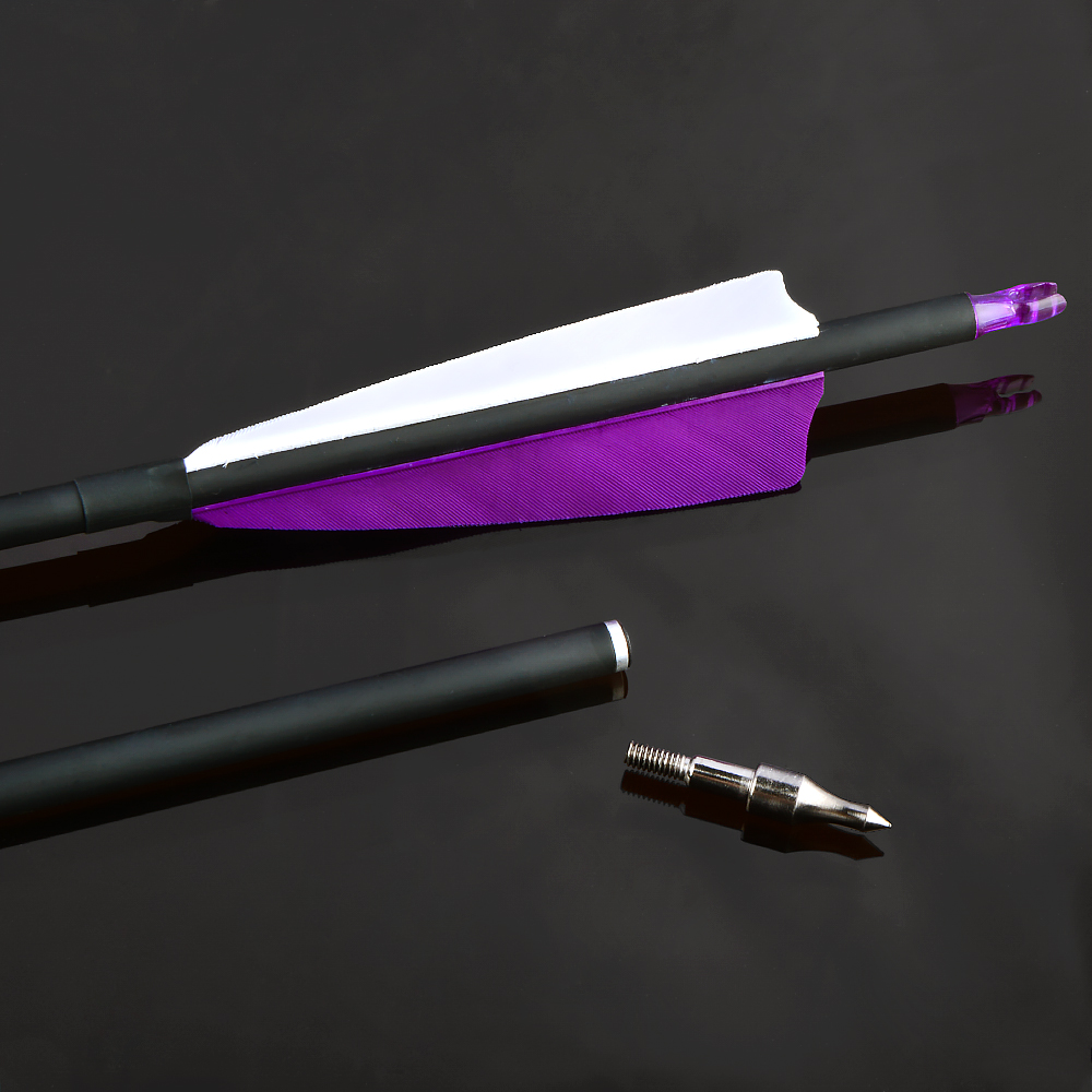 SHARROW 30" Archery Feather Fletched Carbon Arrows Spine 500 (12 Pack)