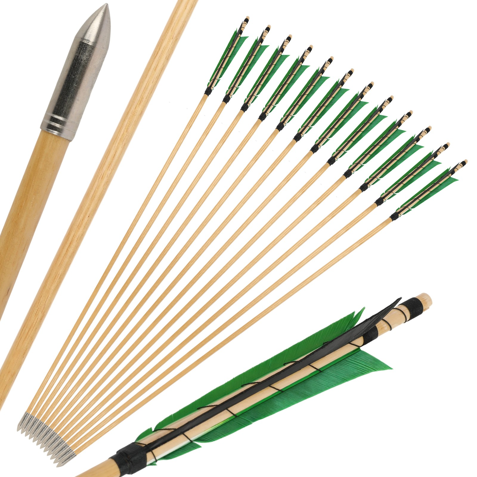 Wooden Arrows 5" Turkey Feathers 12 Pack Traditional Archery