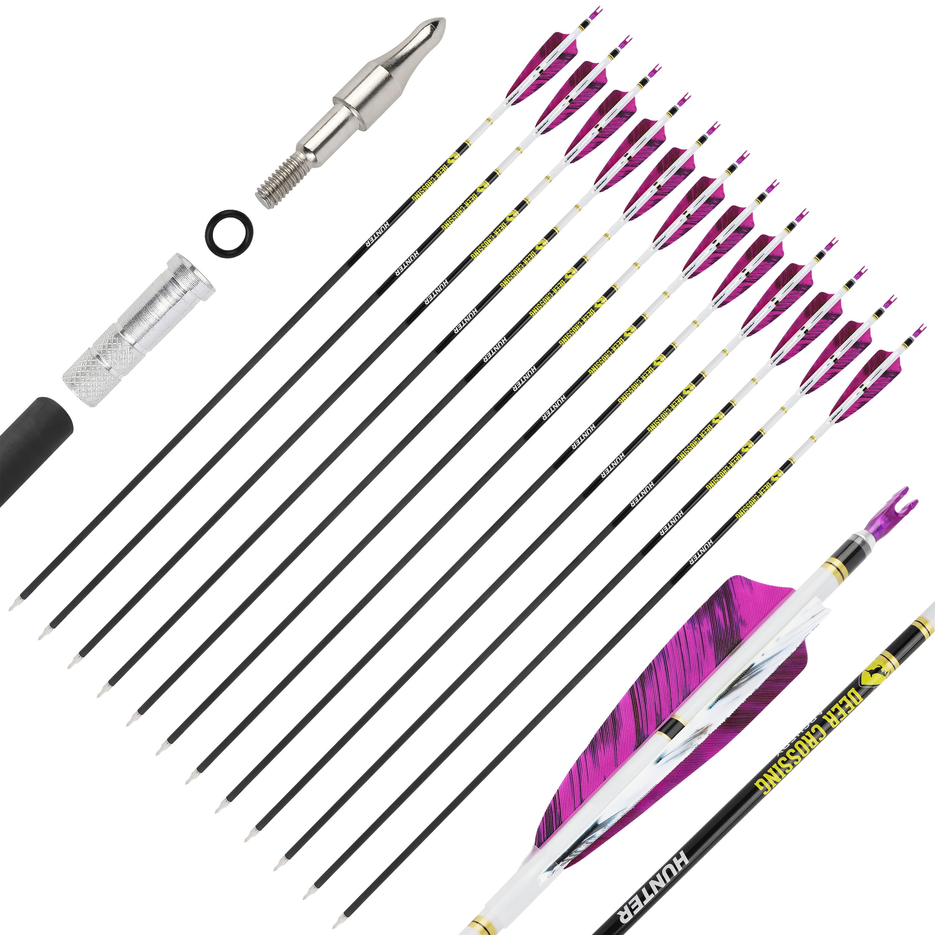 DEER CROSSING Carbon Arrows Spine 300/400/500/600/700/800 (12 Pack)-CHN Archery