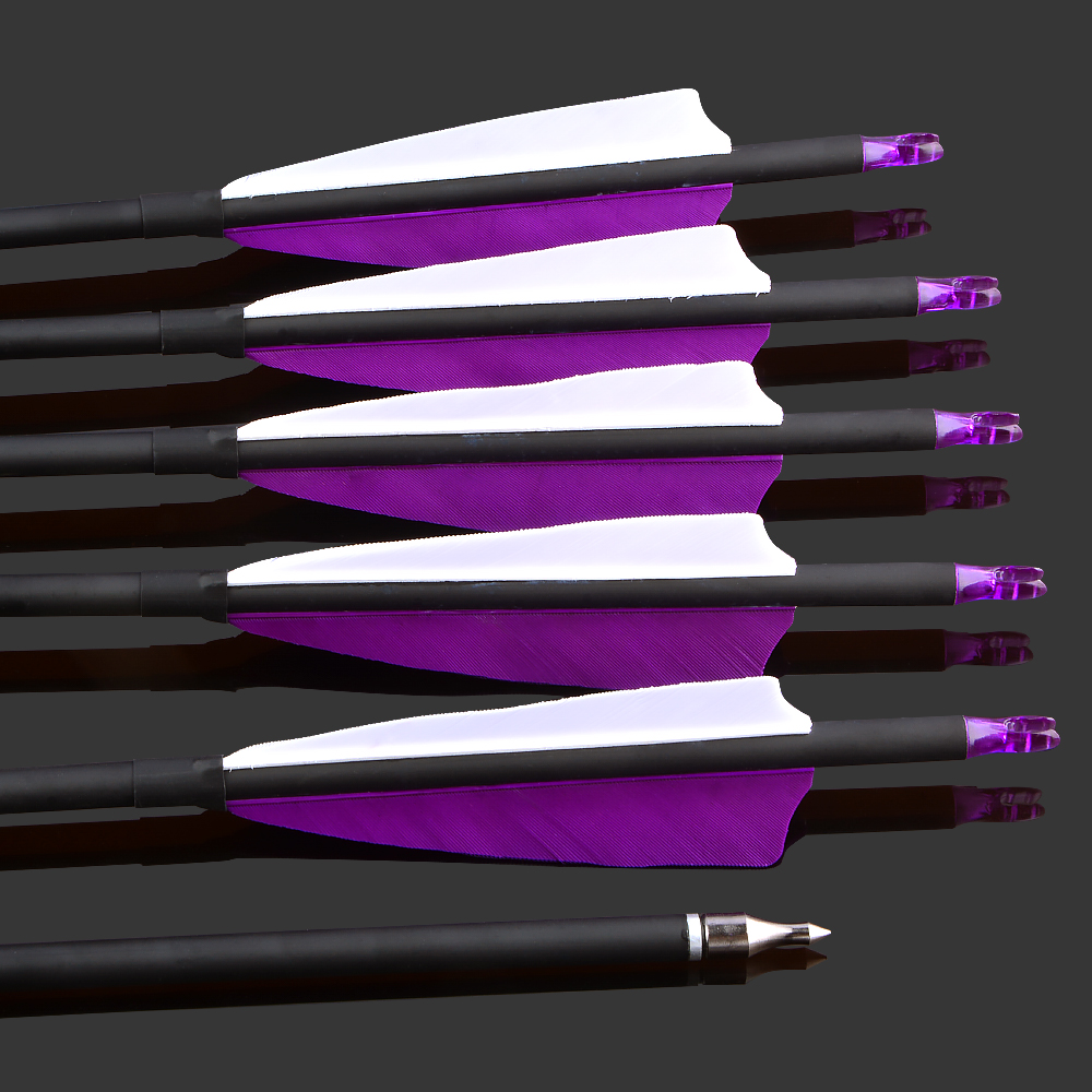 SHARROW 30" Archery Feather Fletched Carbon Arrows Spine 500 (12 Pack)