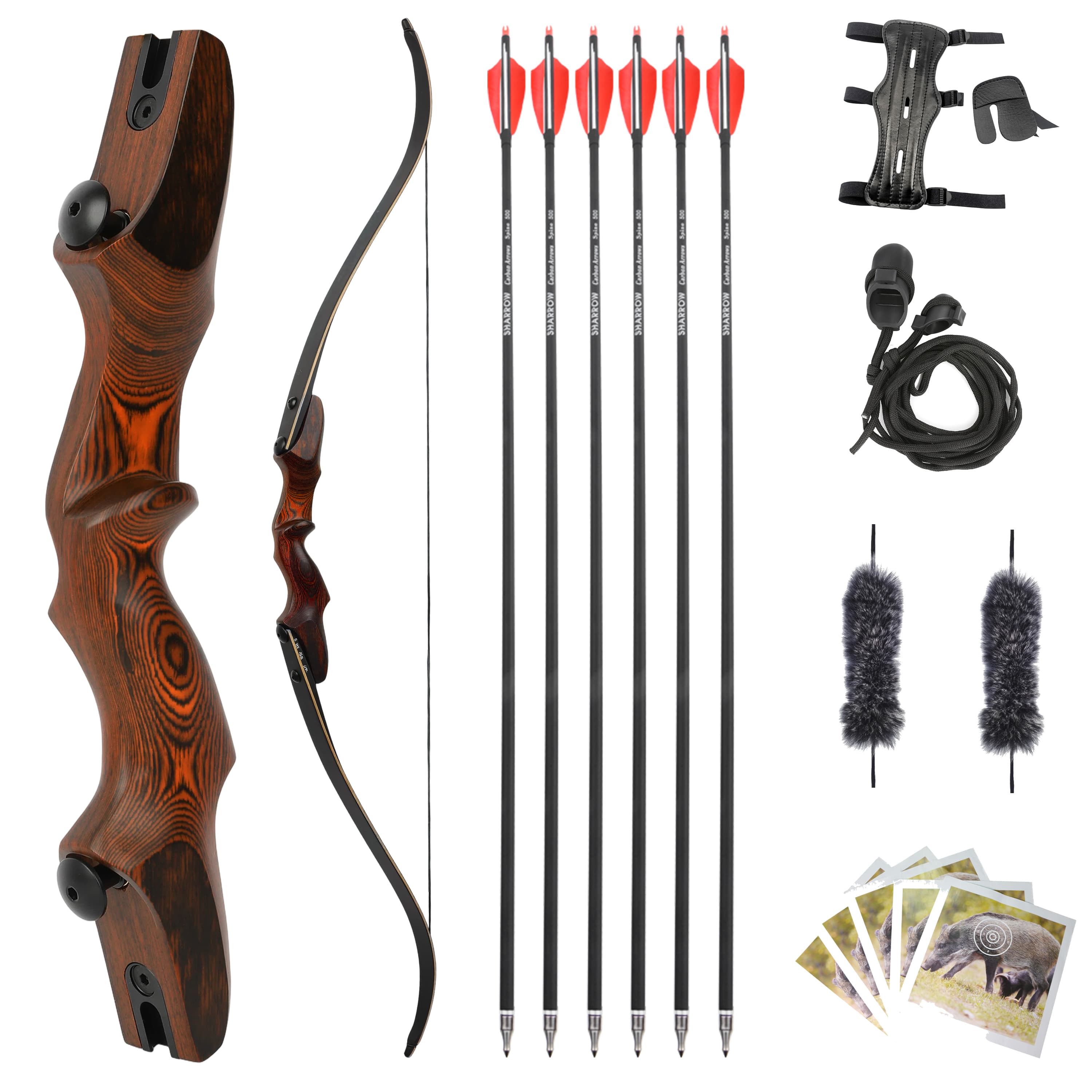 Rock Bear Recurve Bow 20-60lbs Takedown Bow 60‘’ Archery Hunting