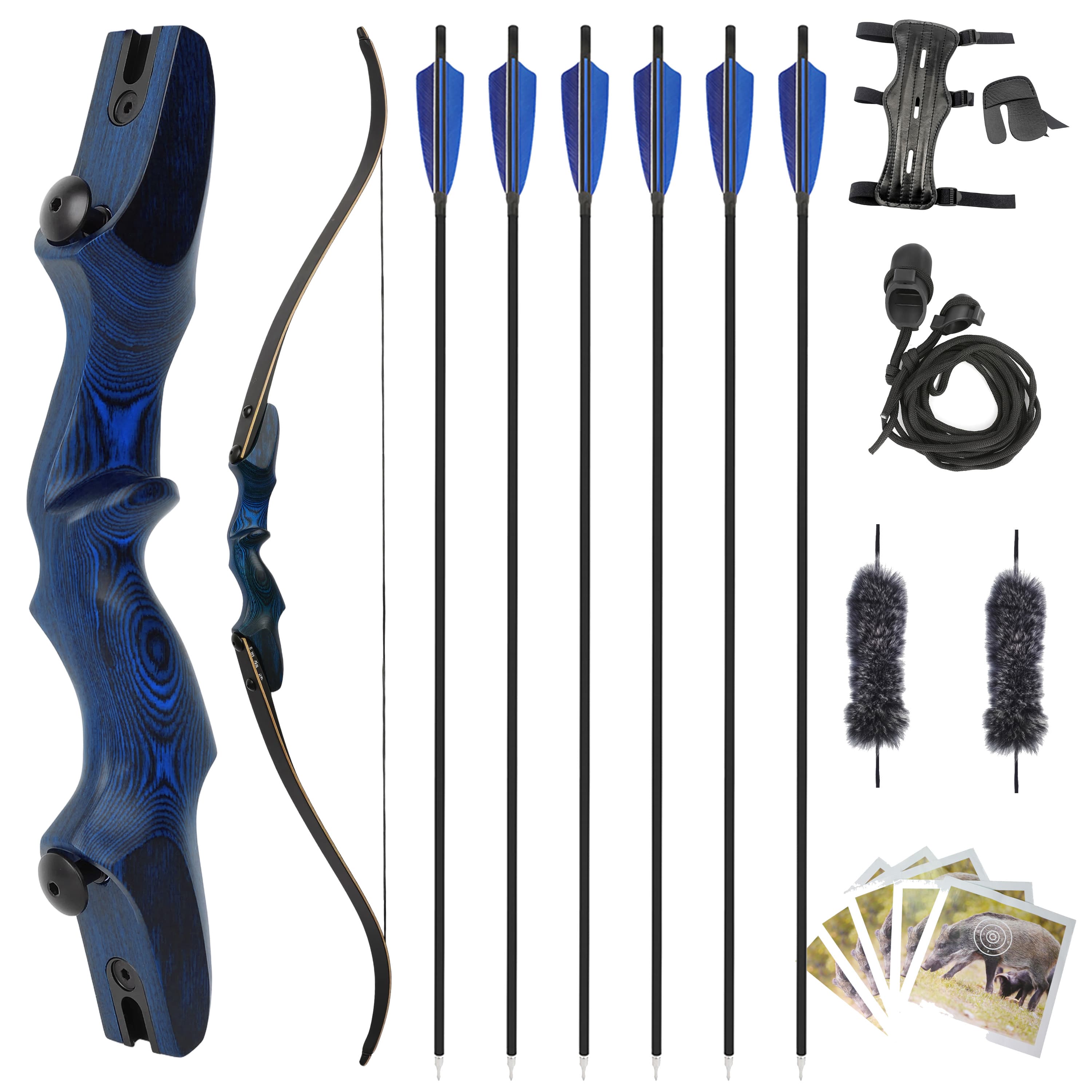 Rock Bear Recurve Bow 20-60lbs Takedown Bow 60‘’ Archery Hunting
