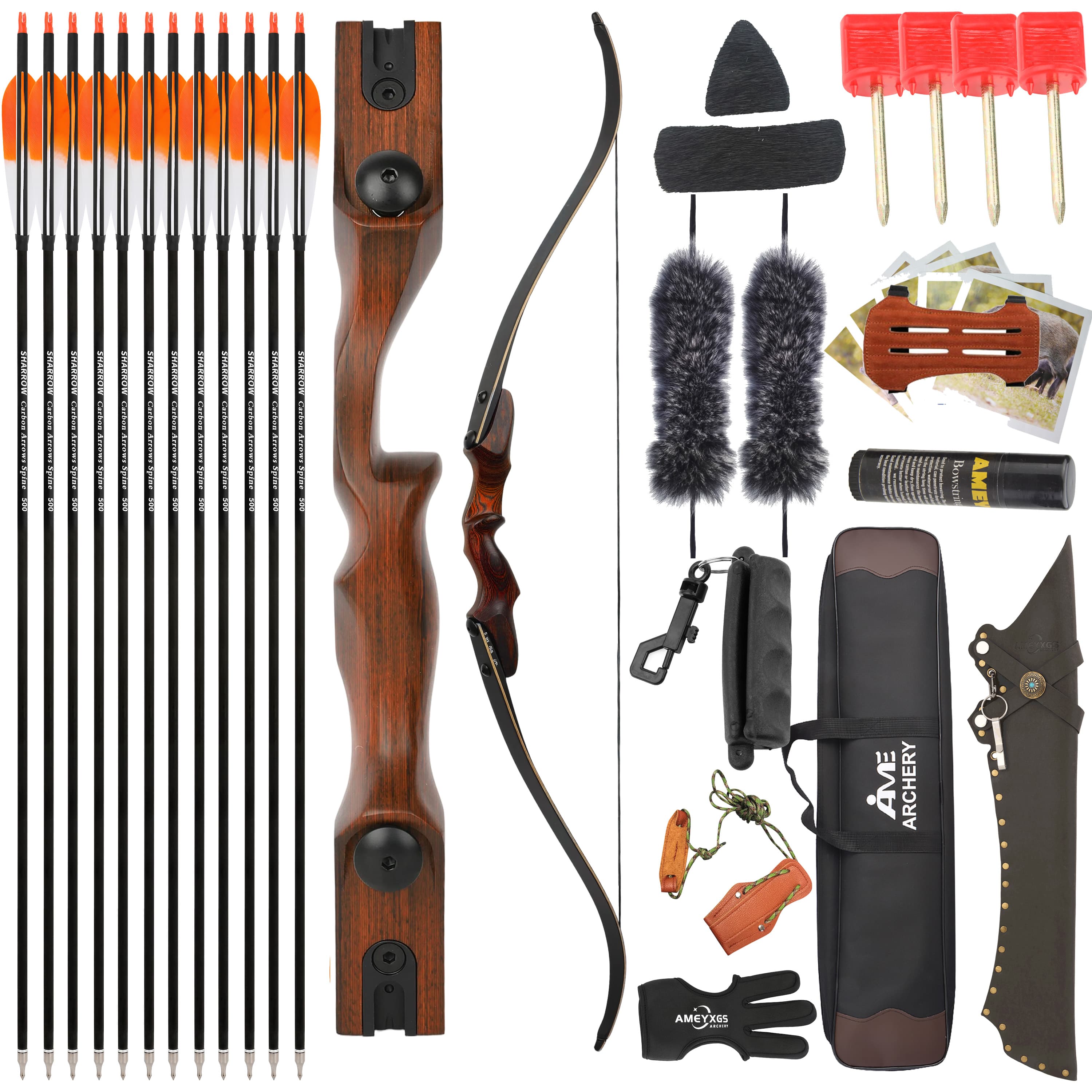 Rock Bear Recurve Bow 20-60lbs Takedown Bow 60‘’ Archery Hunting