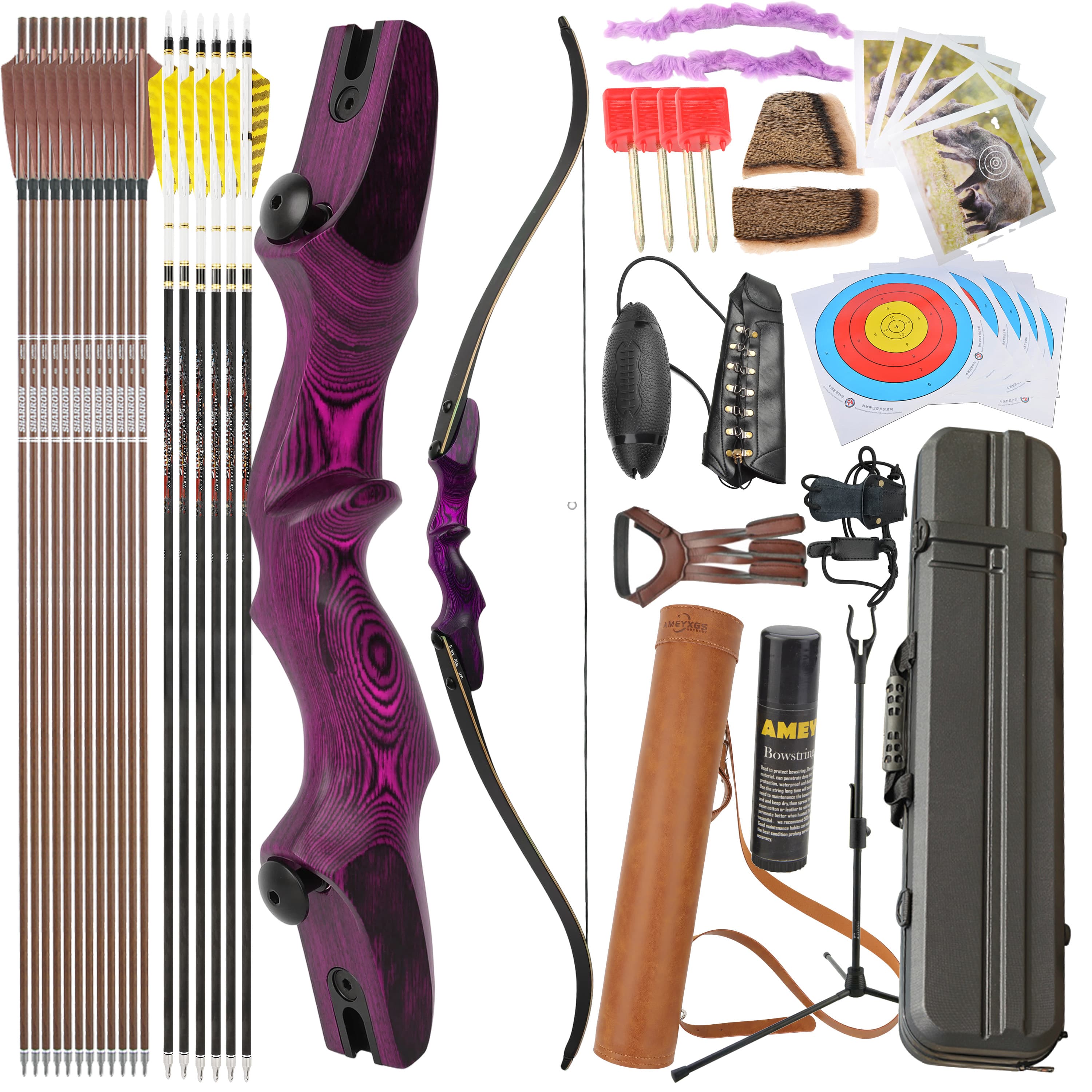 Rock Bear Recurve Bow 20-60lbs Takedown Bow 60‘’ Archery Hunting