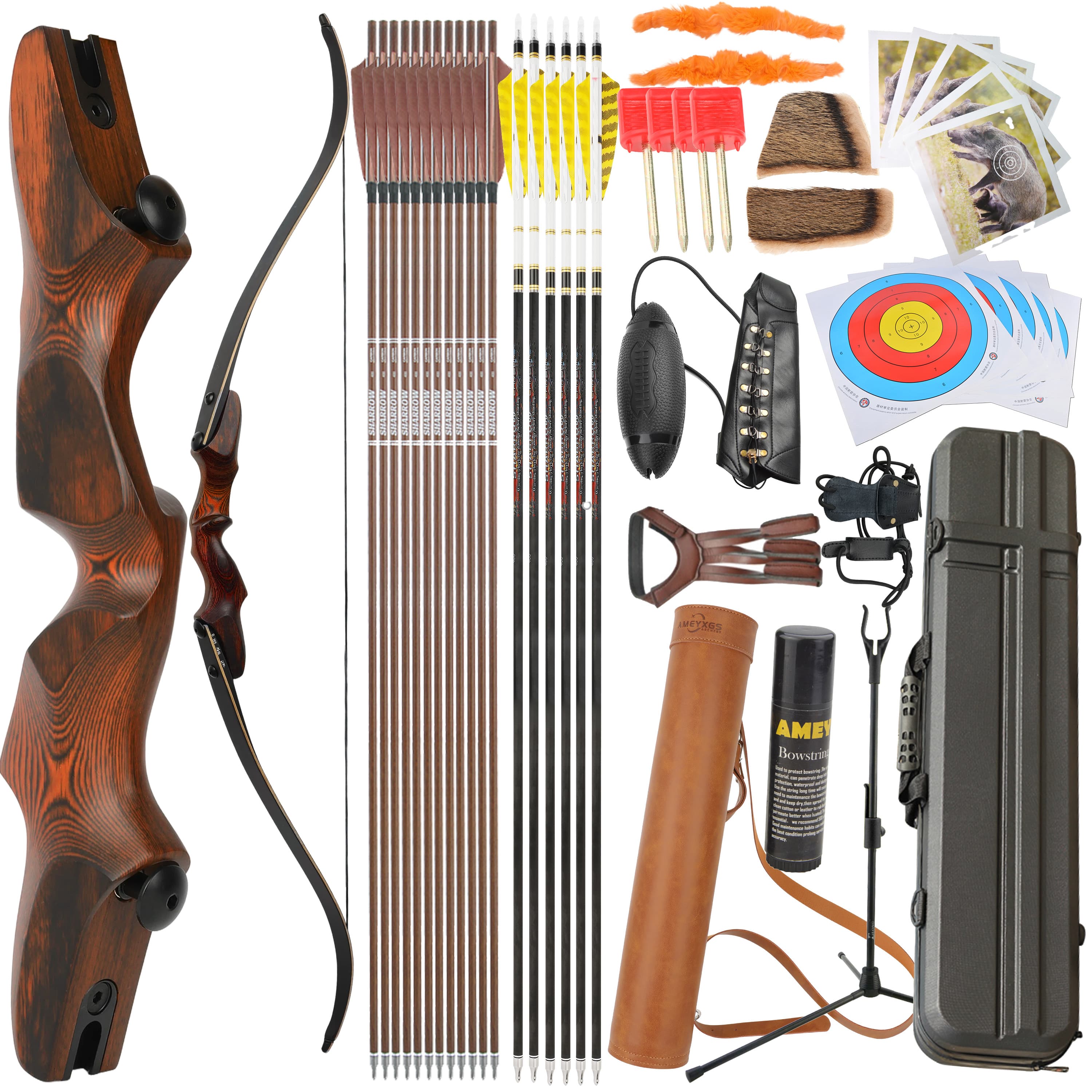 Rock Bear Recurve Bow 20-60lbs Takedown Bow 60‘’ Archery Hunting