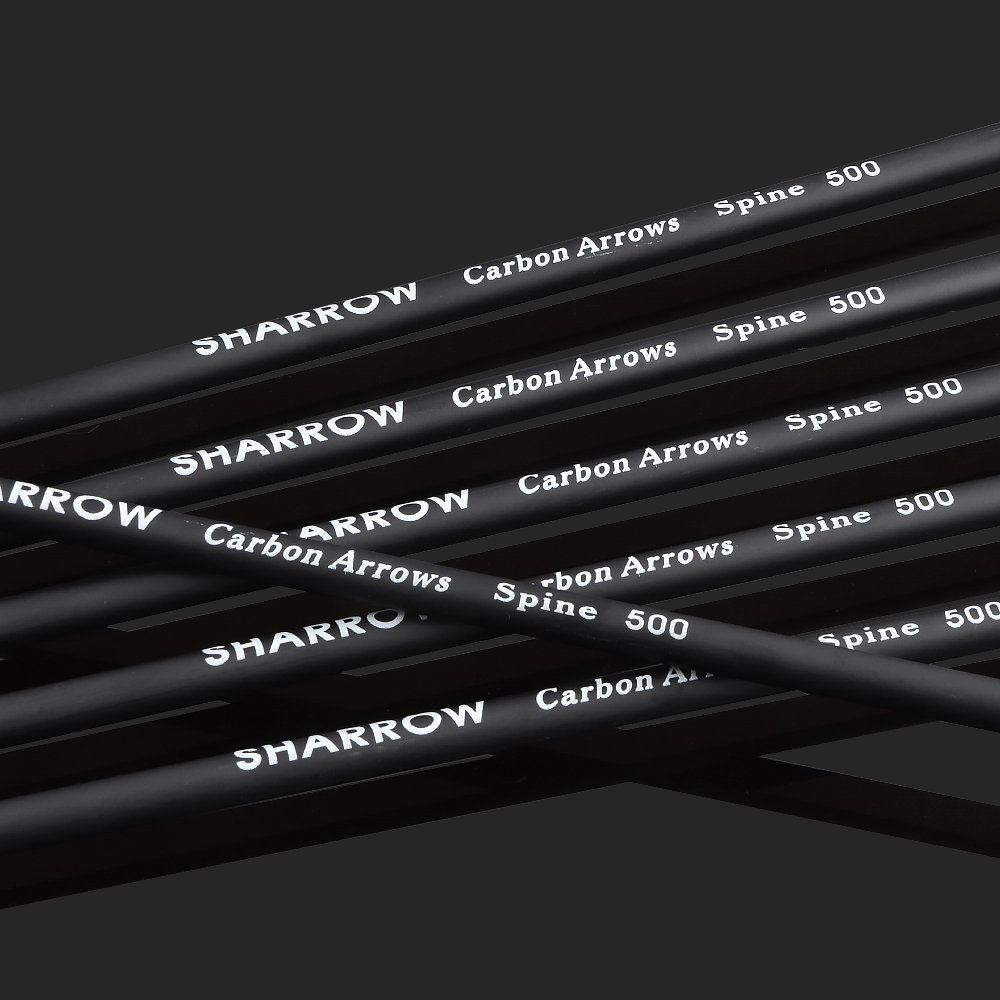 SHARROW 30" Archery Feather Fletched Carbon Arrows Spine 500 (12 Pack)