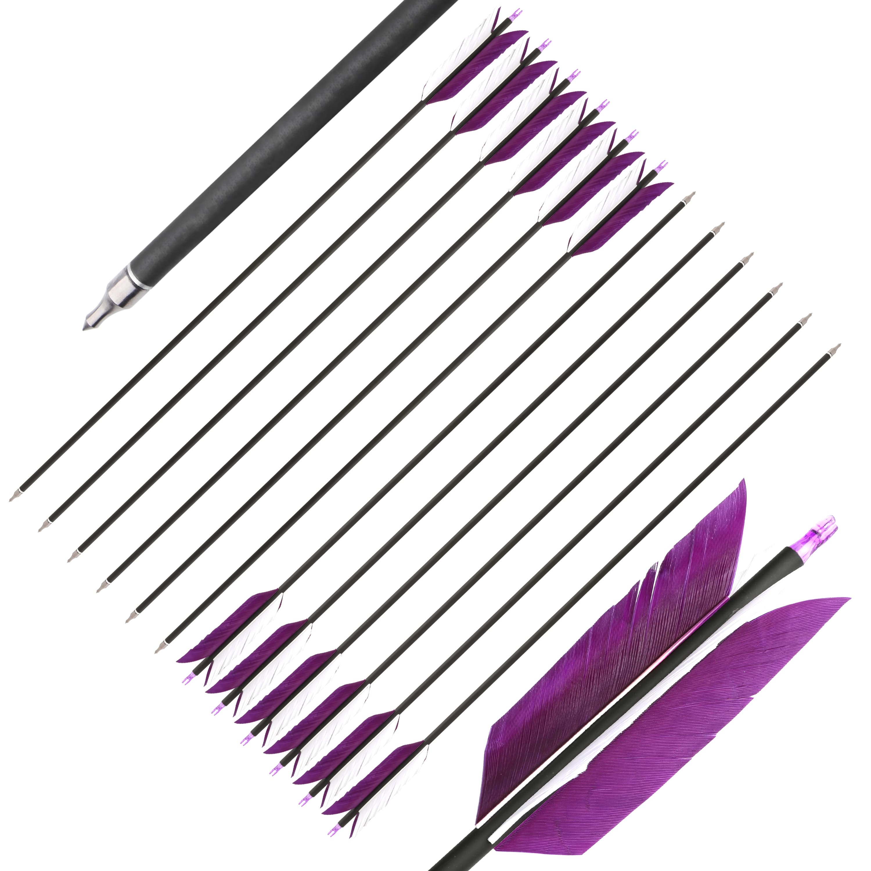 SHARROW .244" Carbon Flu Flu Arrows for Small Game Spine 500 (12 Pack)-CHN Archery