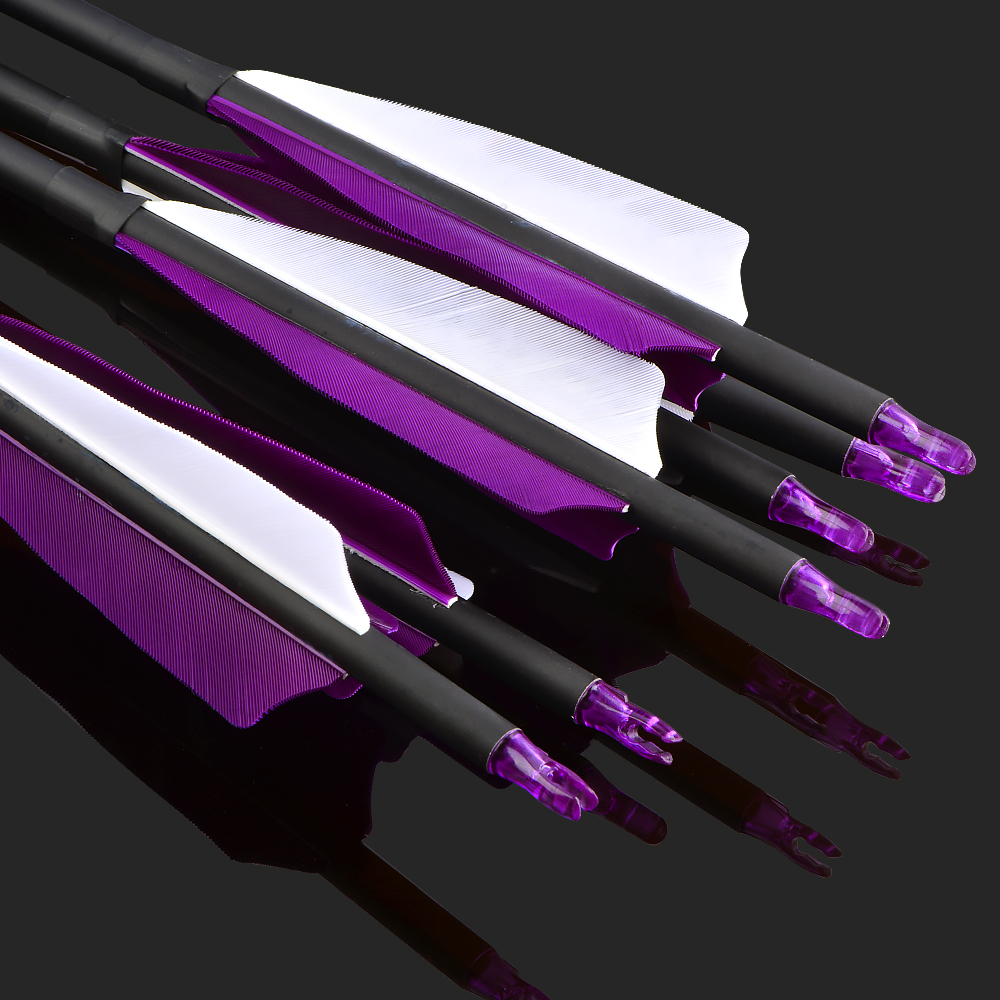 SHARROW 30" Feather Fletched Carbon Arrows Spine 500 (12 Pack)