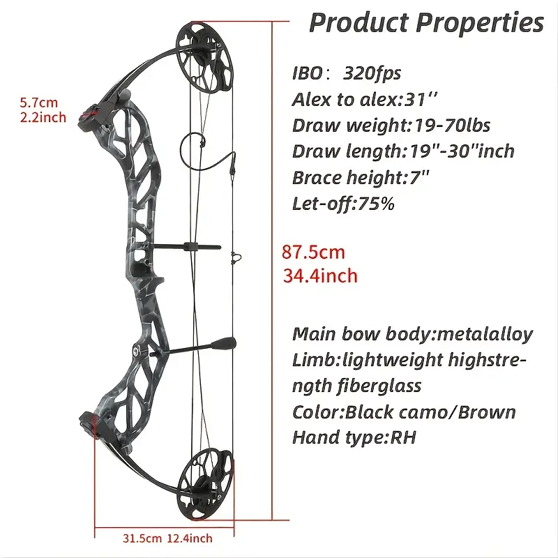 AMEYXGS E8 Compound Hunting Bow Archery Kit 30-70 lbs