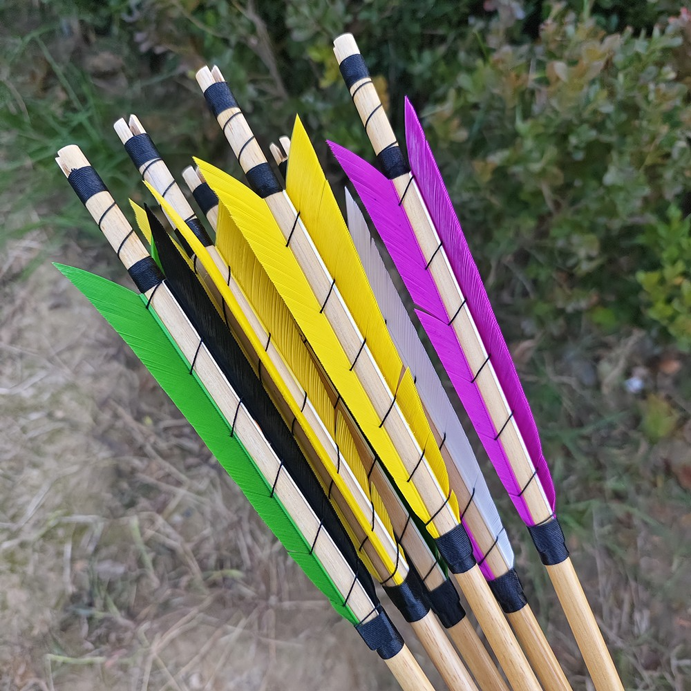 Wooden Arrows 5" Turkey Feathers 12 Pack Traditional Archery