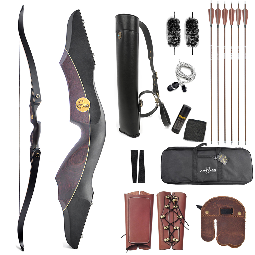 AMEYXGS 60" Wooden Takedown Recurve Bow 25-60# @28"