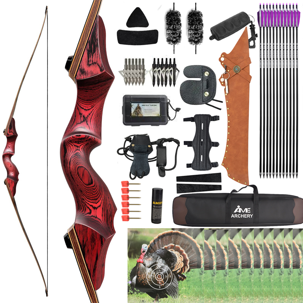 Black Hunter 60" Recurve Bow Takedown Hunting Bow 20-60 lbs RH/LH