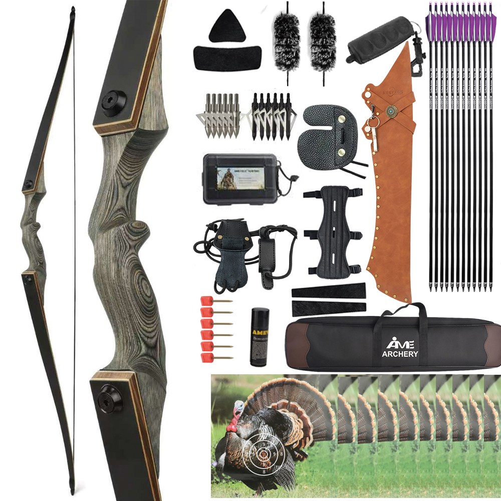 BLACK HUNTER 60" Traditional Longbow Takedown Longbow 20-60lbs RH/LH