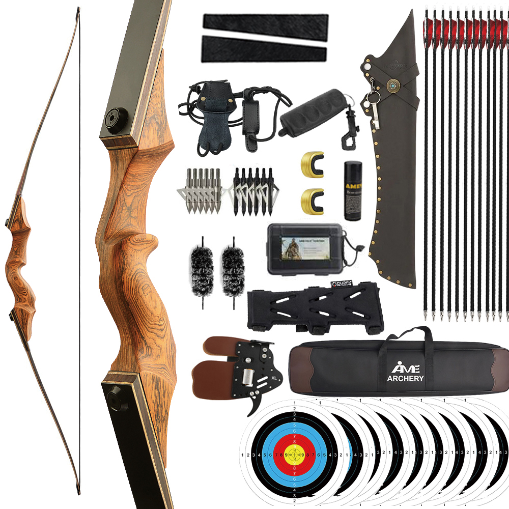 BLACK HUNTER 60" Takedown Traditional Longbow for Adult RH/LH 20-60 lbs