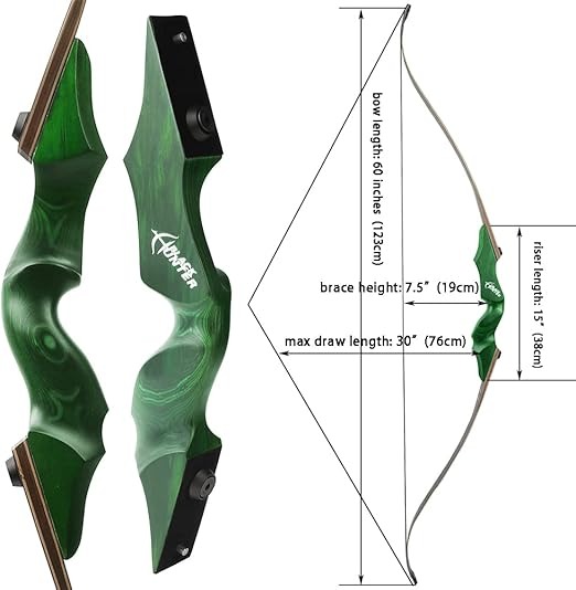 BLACK HUNTER 60" Original Takedown Wood Recurve Bow 25-60 lbs