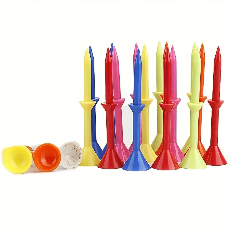 83mm Mixed Color Golf Tees, 50pcs Durable Hybrid Plastic/Rubber Set