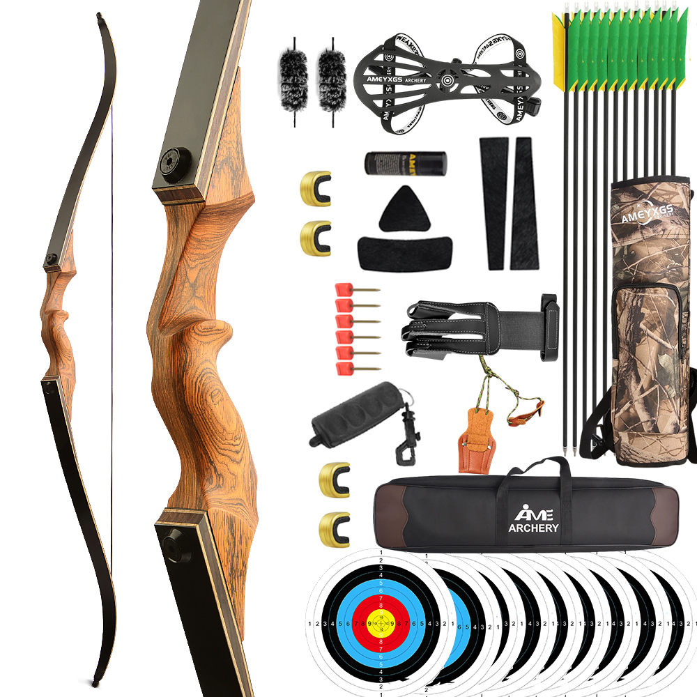 Black Hunter Recurve Bow Hunting Takedown Bow Kit 20-60 lbs