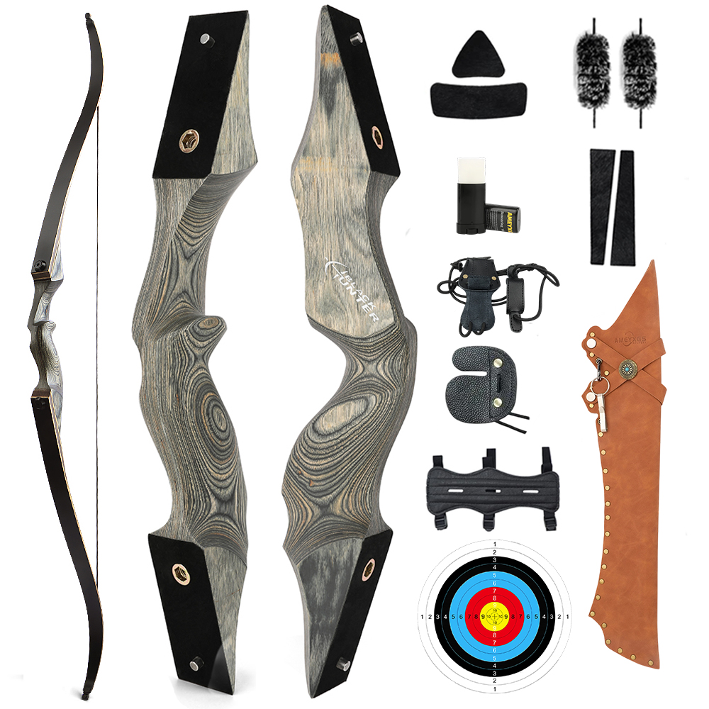 Black Hunter 60" Hunting Recurve Bow Takedown Bow 20-60 lbs RH/LH