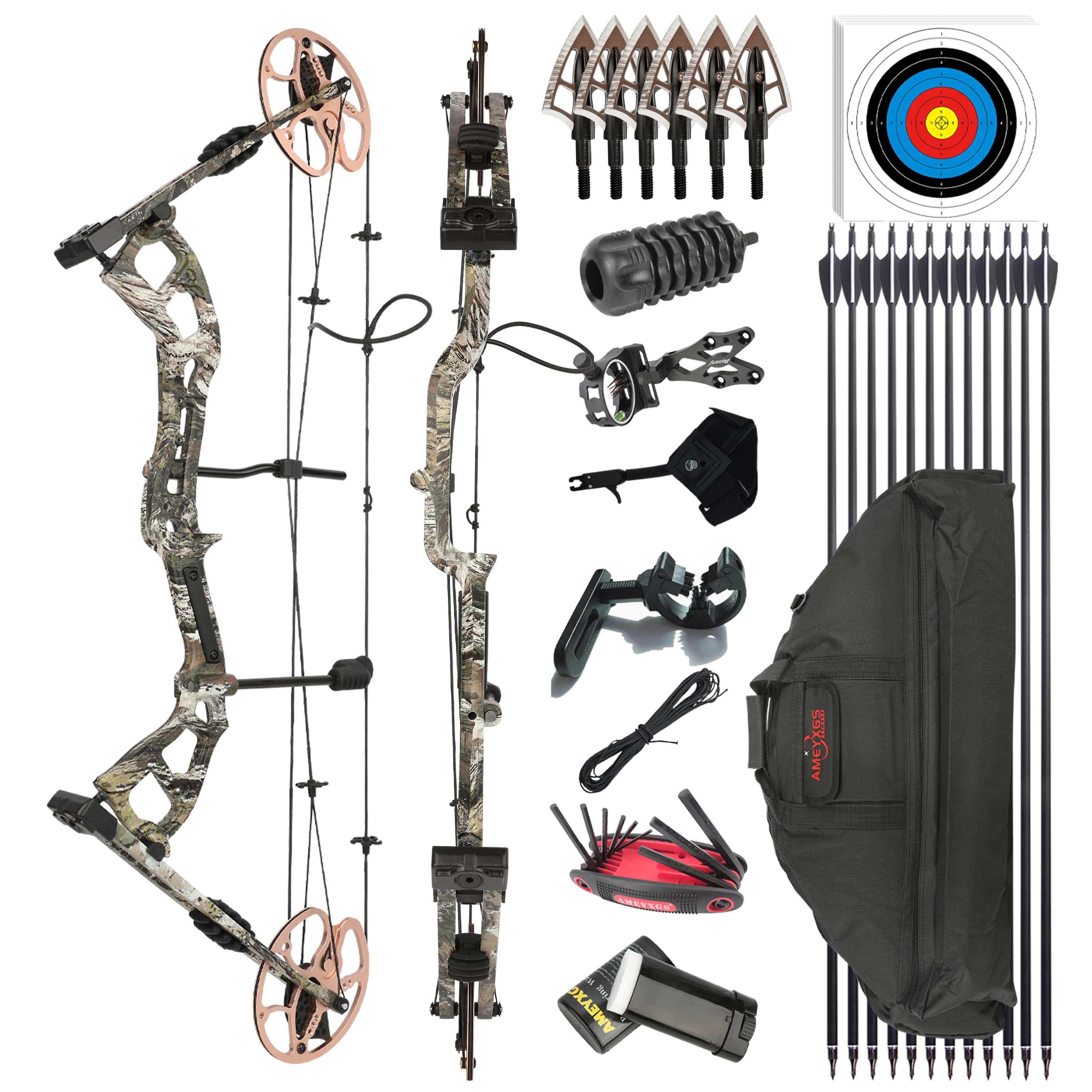 JUNXING M193 Hunting Compound Bow and Arrows for Adults 0-70 lbs