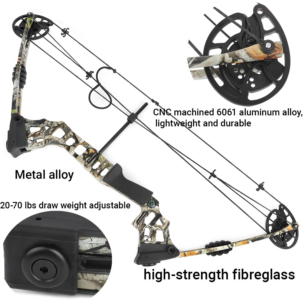 JUNXING Dragon X8 Hunting Compound Bow and Arrows Kit 20-70lbs