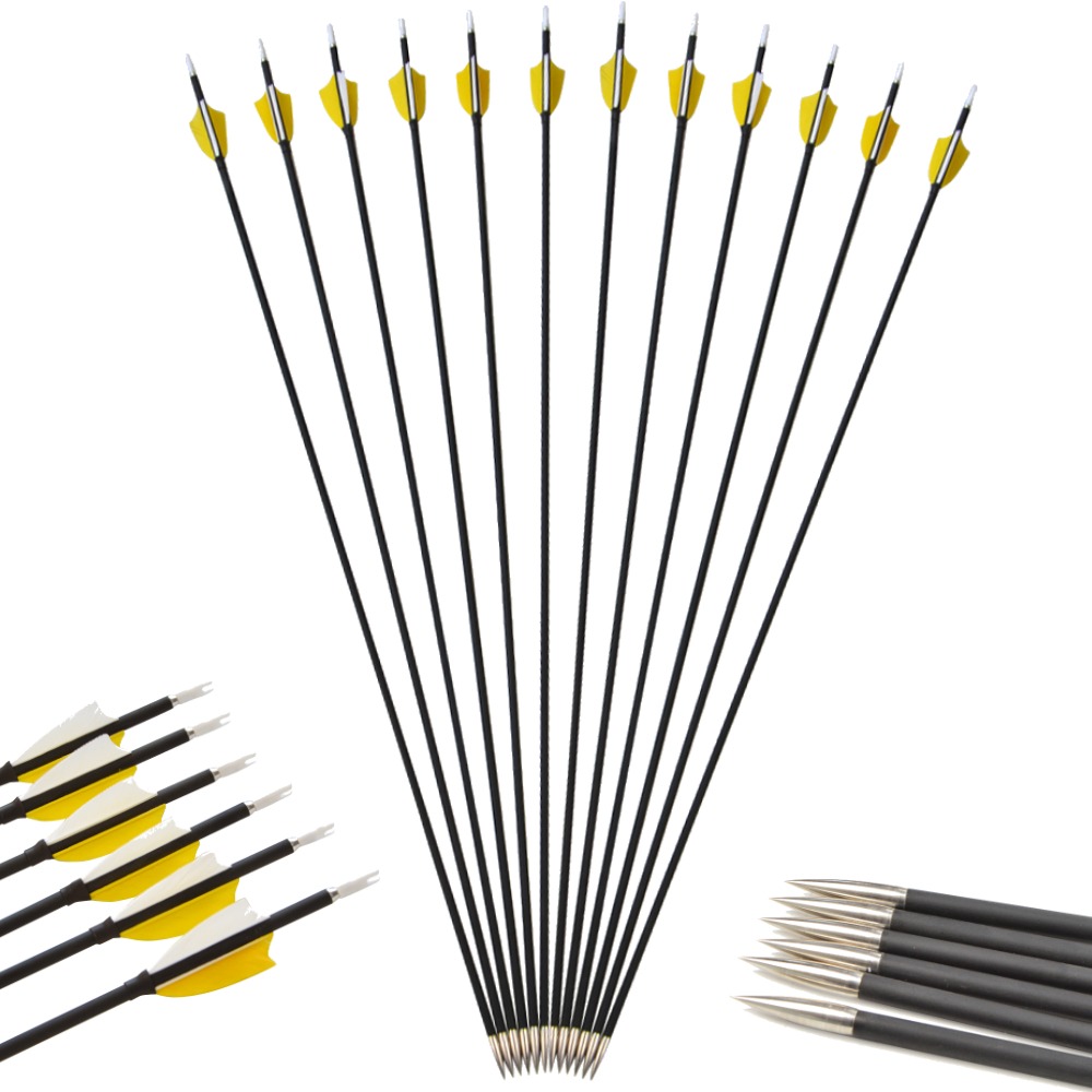 SHARROW 31" Feather Fletched Carbon Arrows Spine 1000 (12 Pack) 