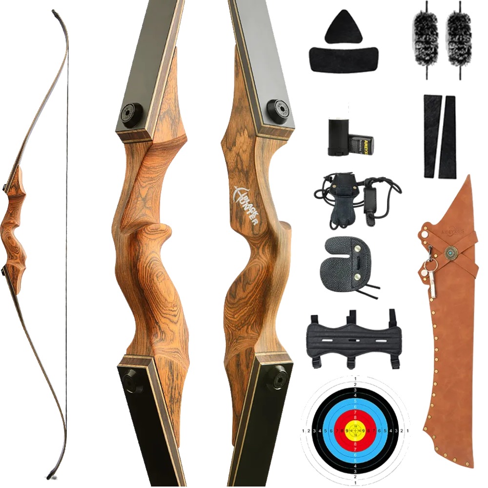 Black Hunter 60" Hunting Recurve Bow Takedown Bow 20-60 lbs RH/LH