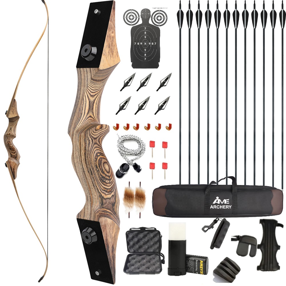 BLACK HUNTER Wooden Recurve Bow Hunting Takedown Bow 60 lbs