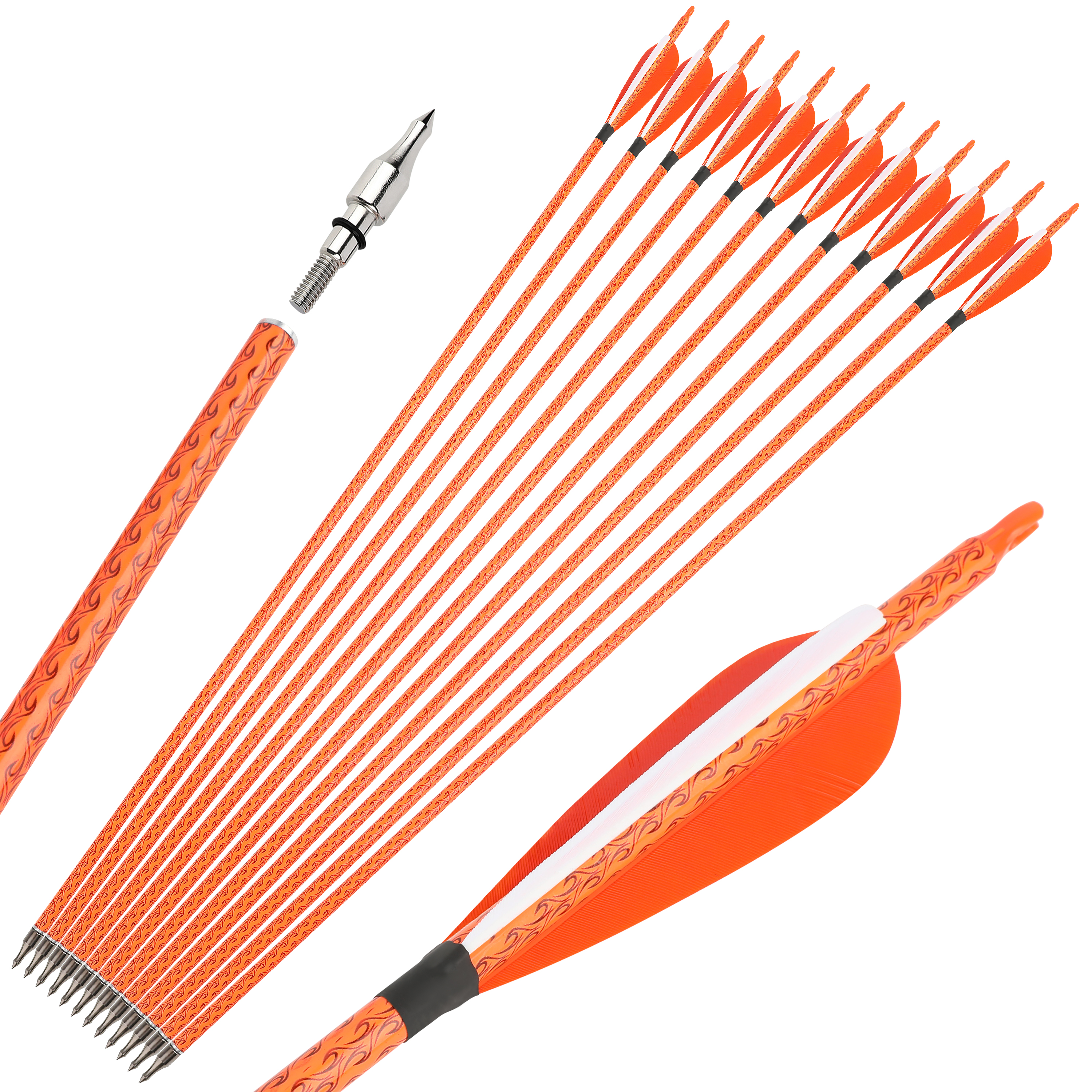 SHARROW 30" Hybrid Carbon Arrows Spine 500 for Recurve (12 Pack)