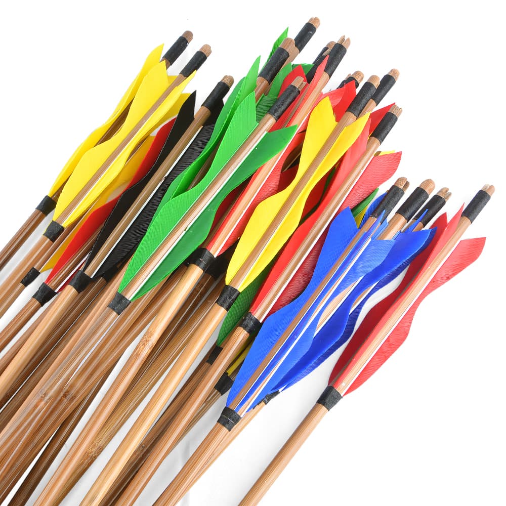 Custom Medieval Archery Fletched Bamboo Traditional Arrows (12 Pack)-CHN Archery