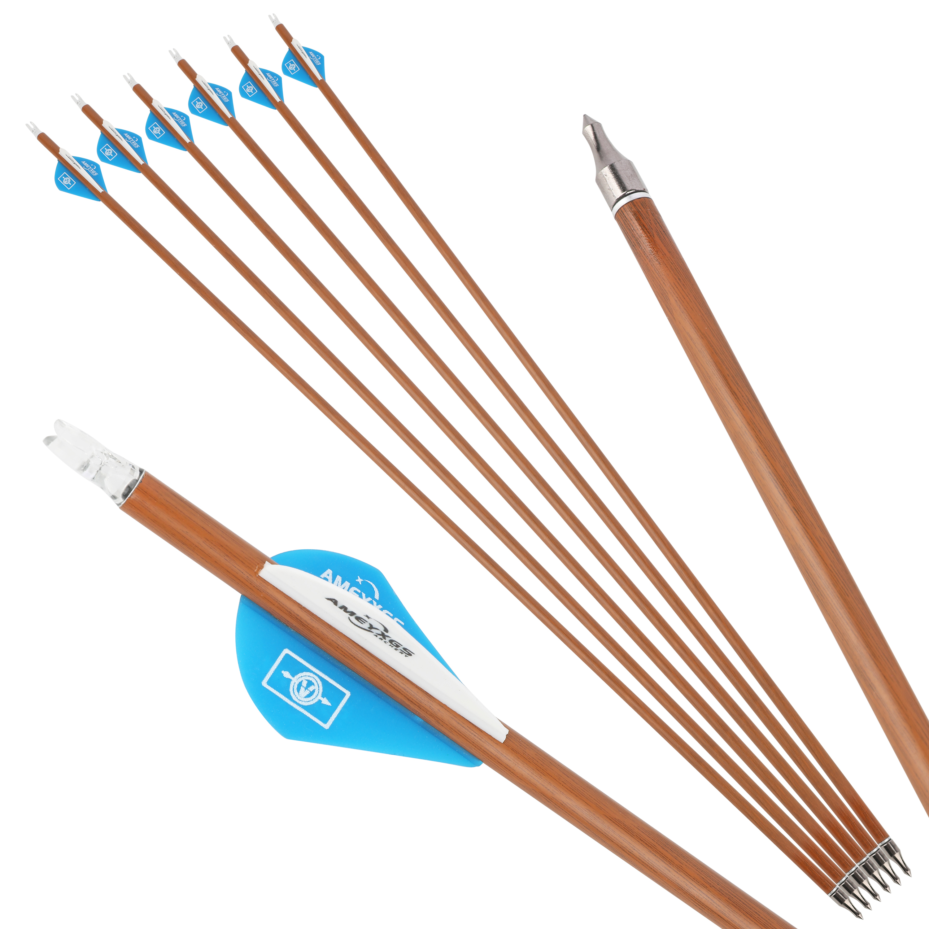 AMEYXGS 30" Archery Carbon Arrows for Compound Bow Spine 500 (12 Pack)